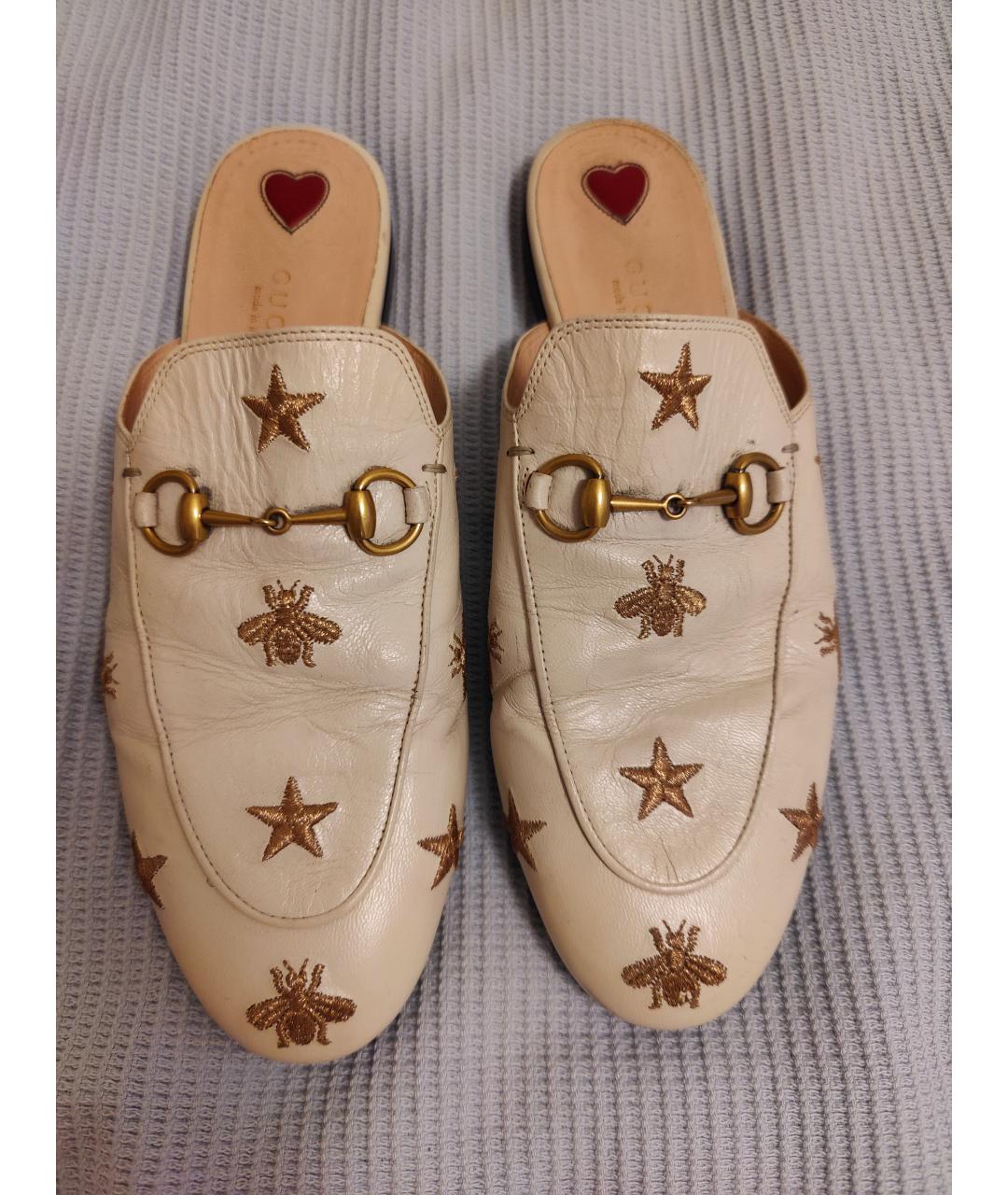 GUCCI Белые кожаные мюли, фото 2