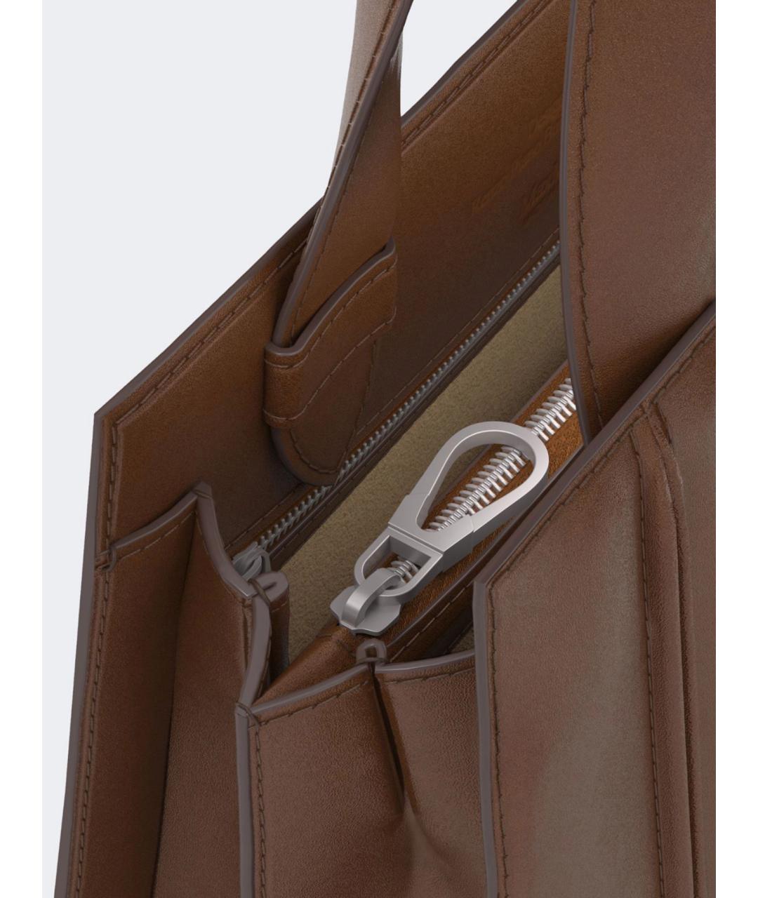 MAX MARA Коричневая кожаная сумка тоут, фото 3