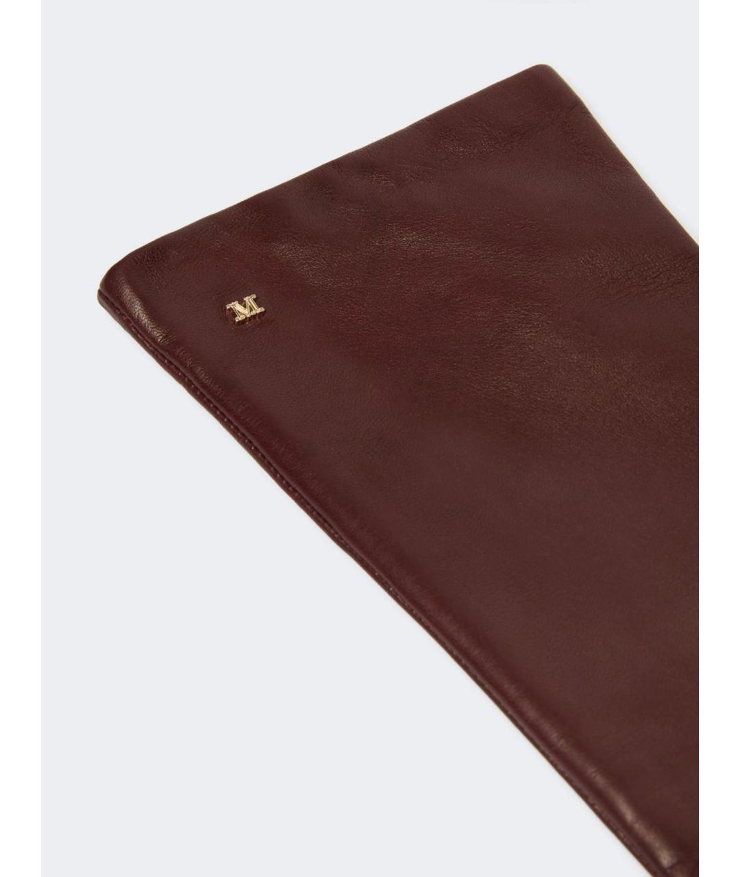 MAX MARA Бордовые кожаные перчатки, фото 3