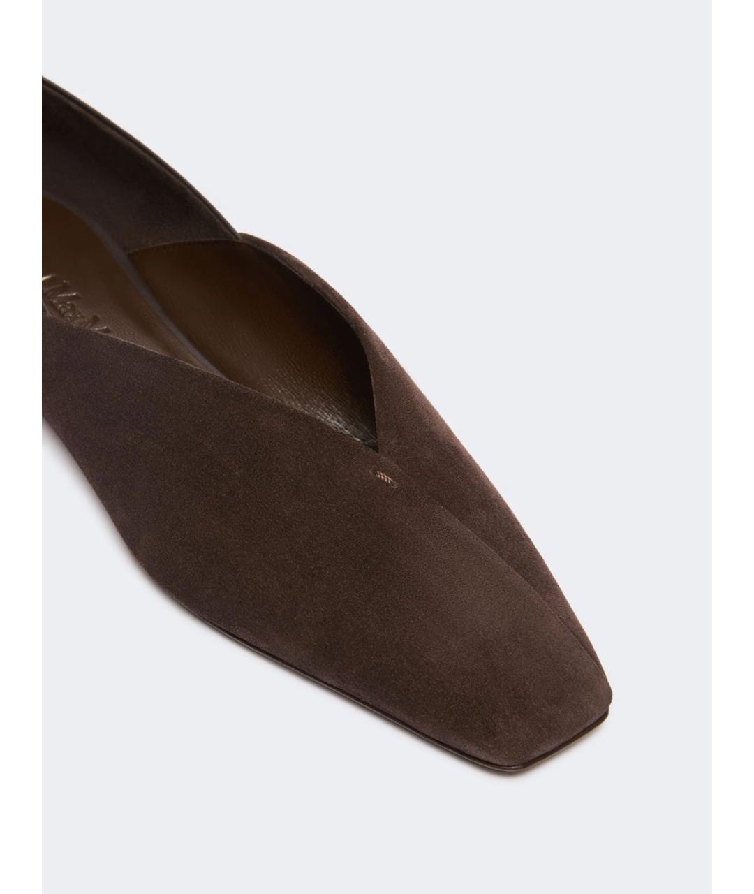MAX MARA Коричневые замшевые балетки, фото 3