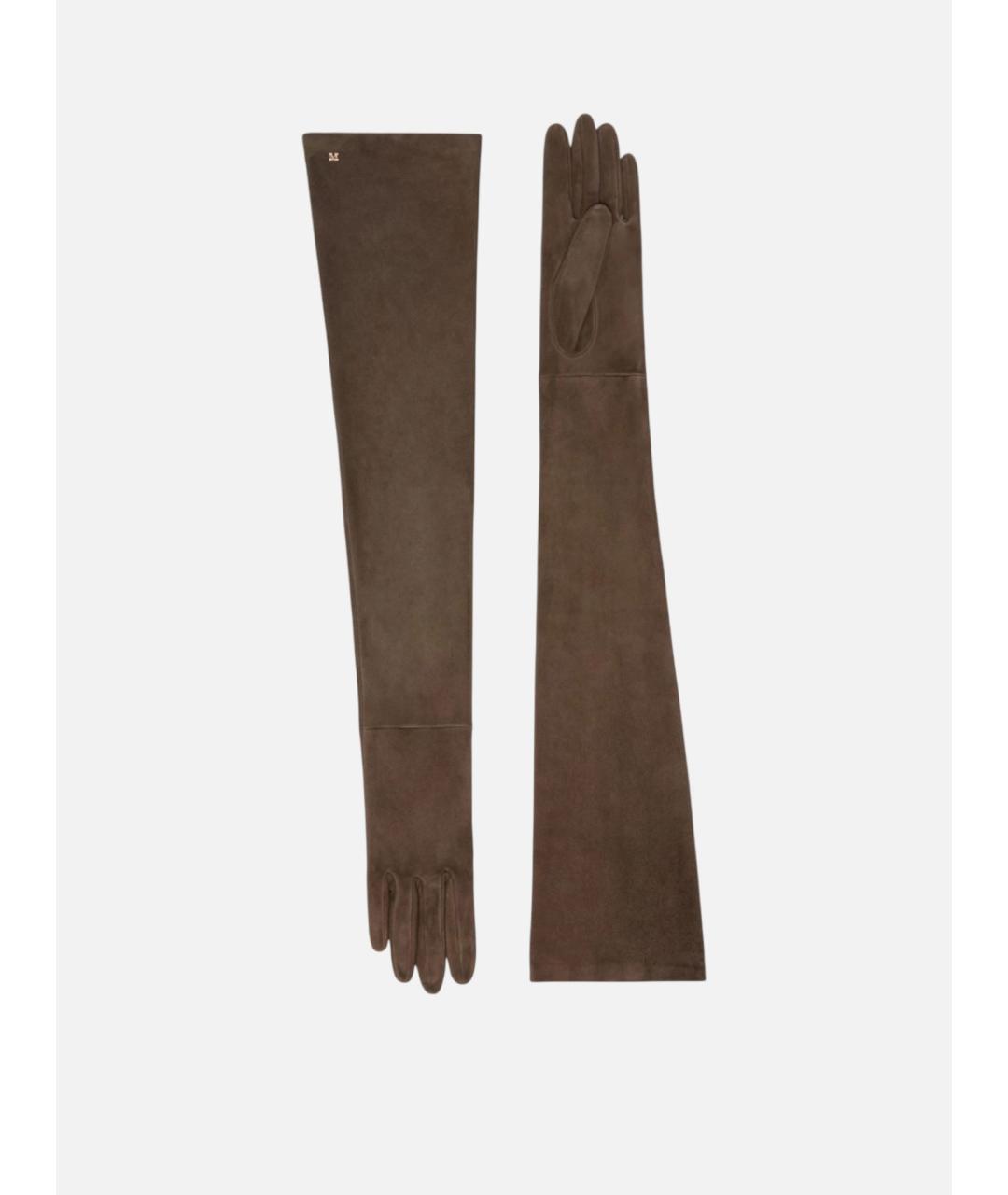 MAX MARA Коричневые кожаные перчатки, фото 4