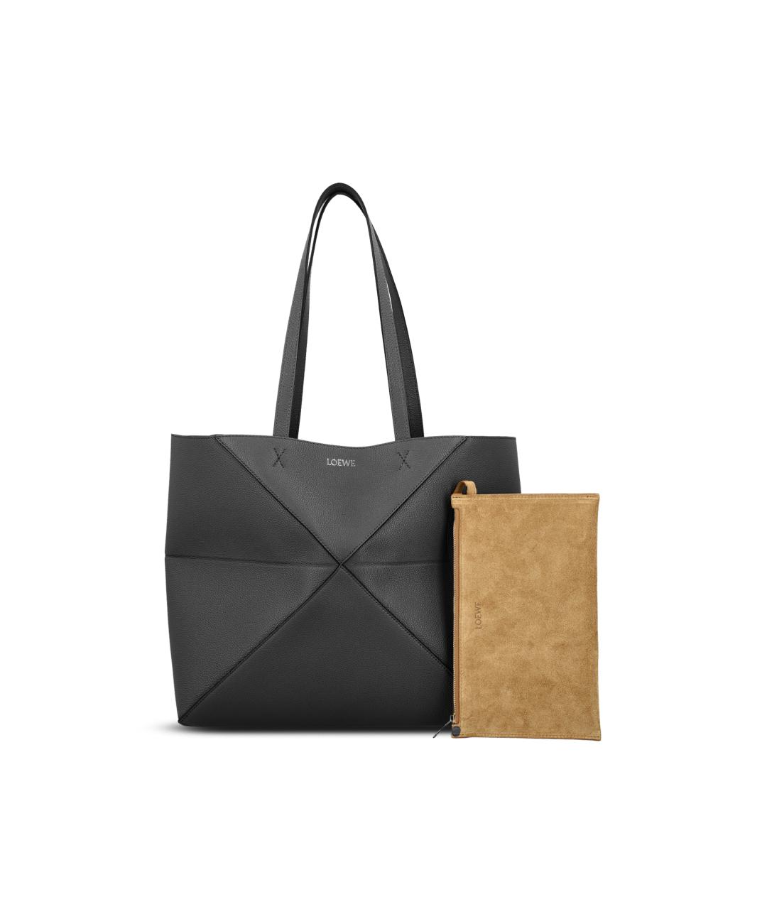 LOEWE Черная кожаная сумка тоут, фото 5