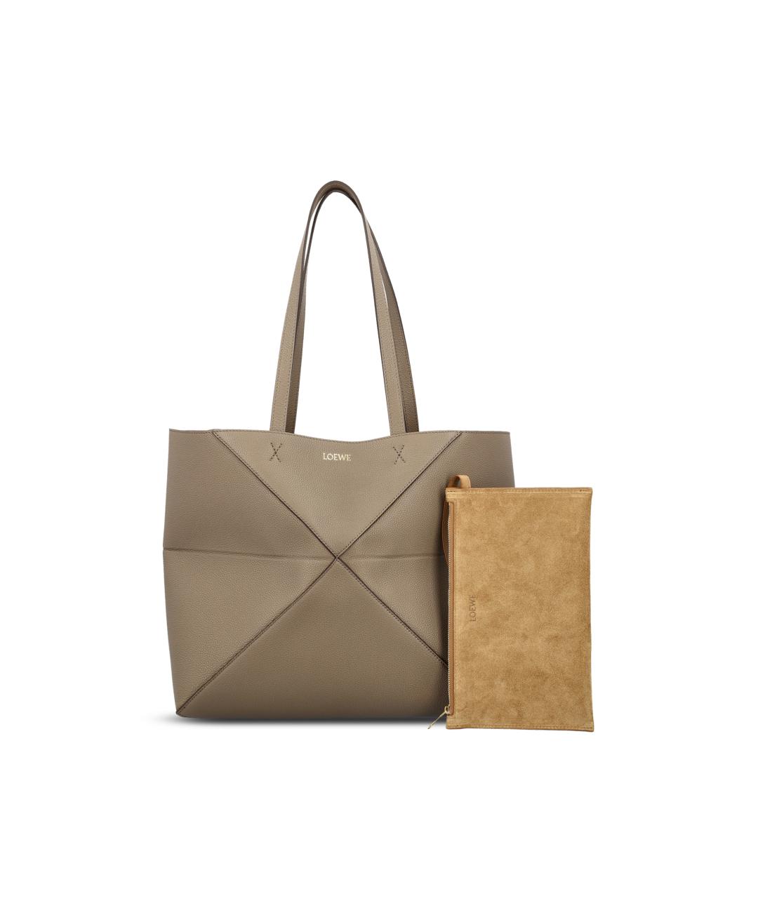 LOEWE Серая кожаная сумка тоут, фото 5