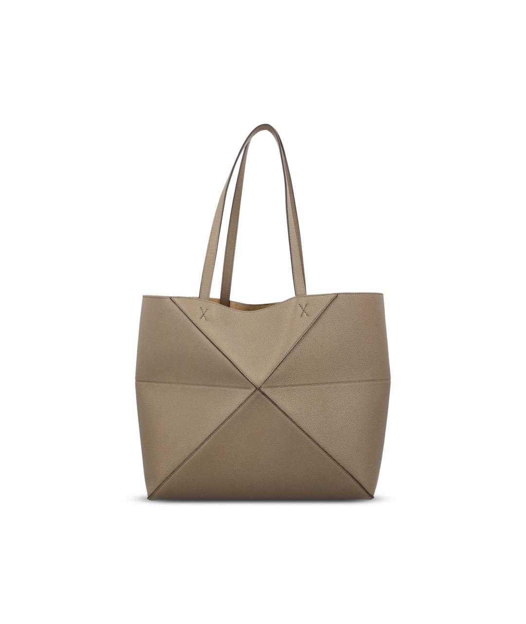 LOEWE Серая кожаная сумка тоут, фото 2