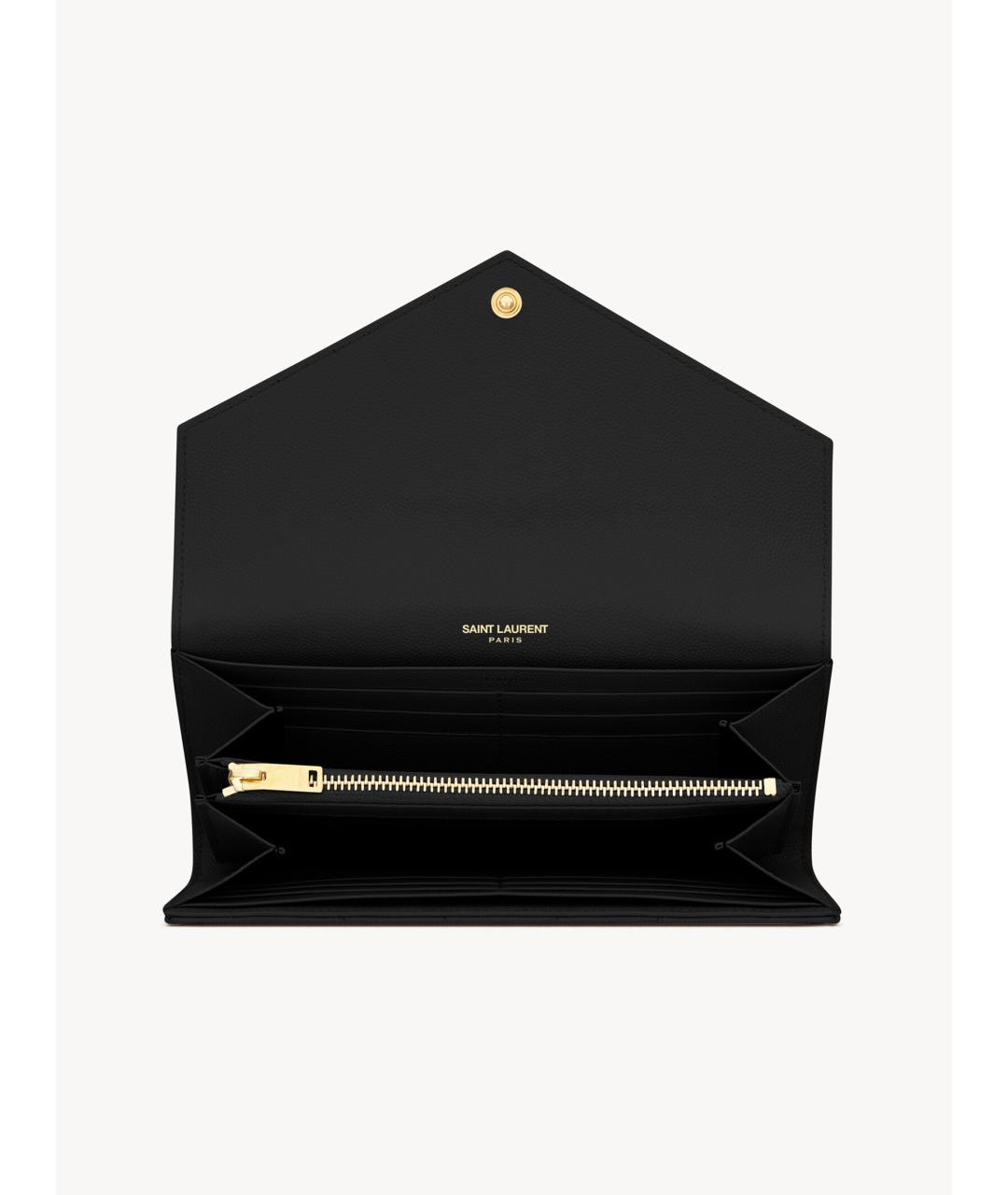 SAINT LAURENT Черный кожаный кошелек, фото 4