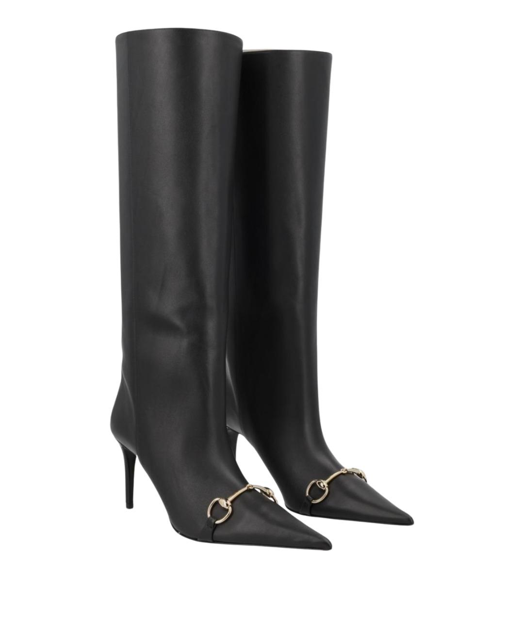 GUCCI Черные кожаные сапоги, фото 2