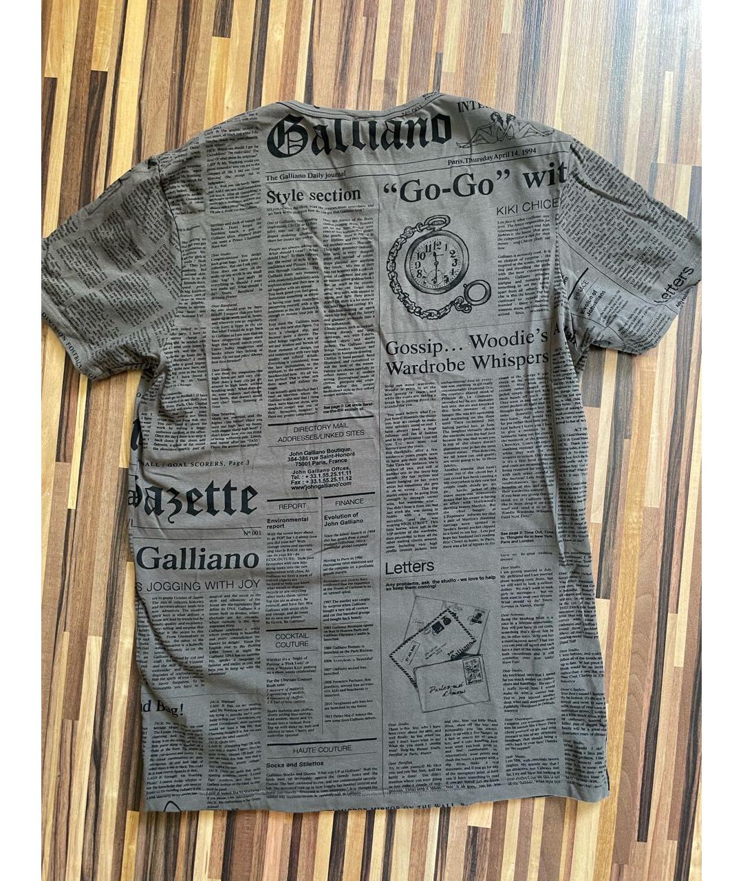 JOHN GALLIANO Коричневая хлопковая футболка, фото 3