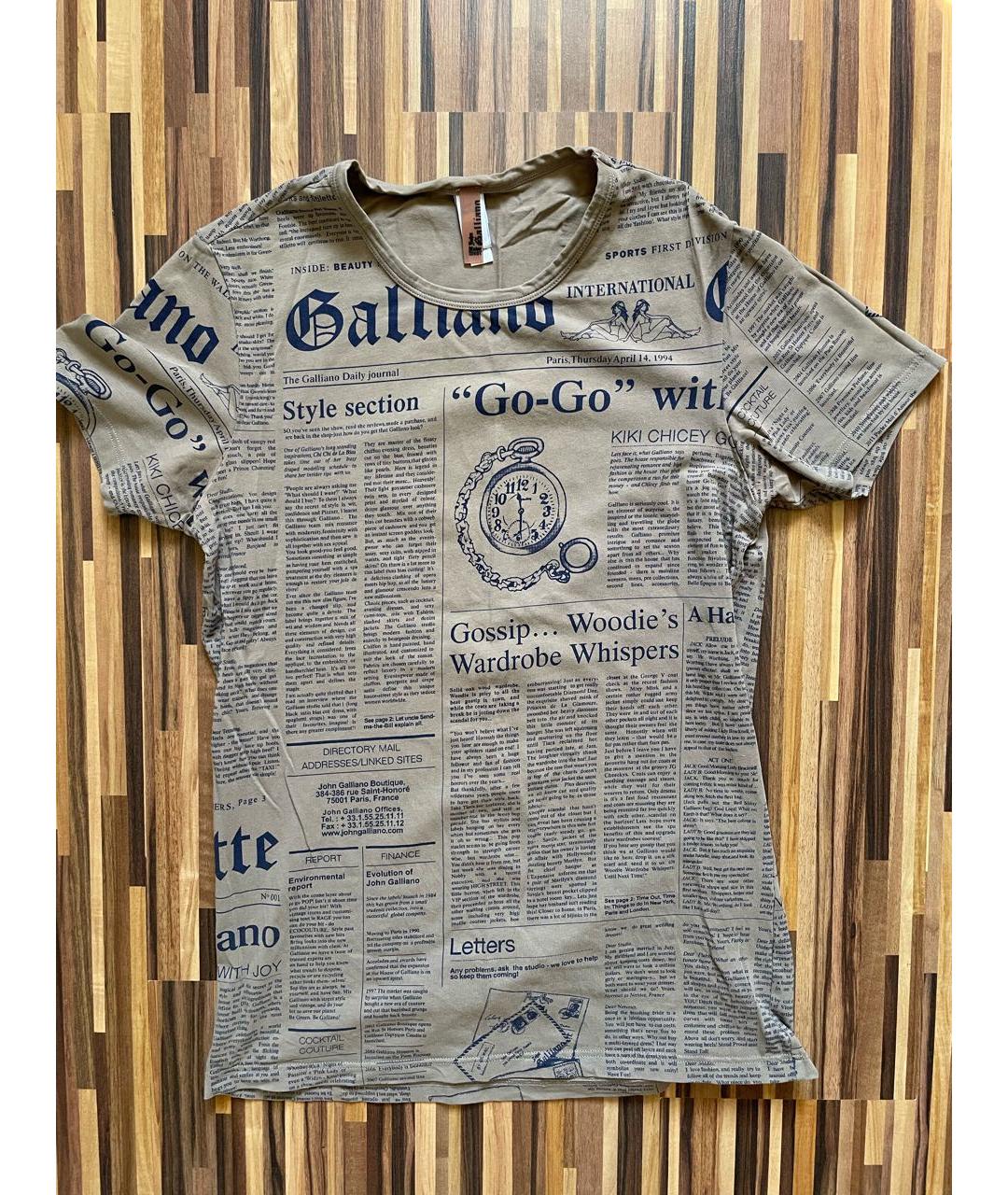 JOHN GALLIANO Коричневая хлопковая футболка, фото 4