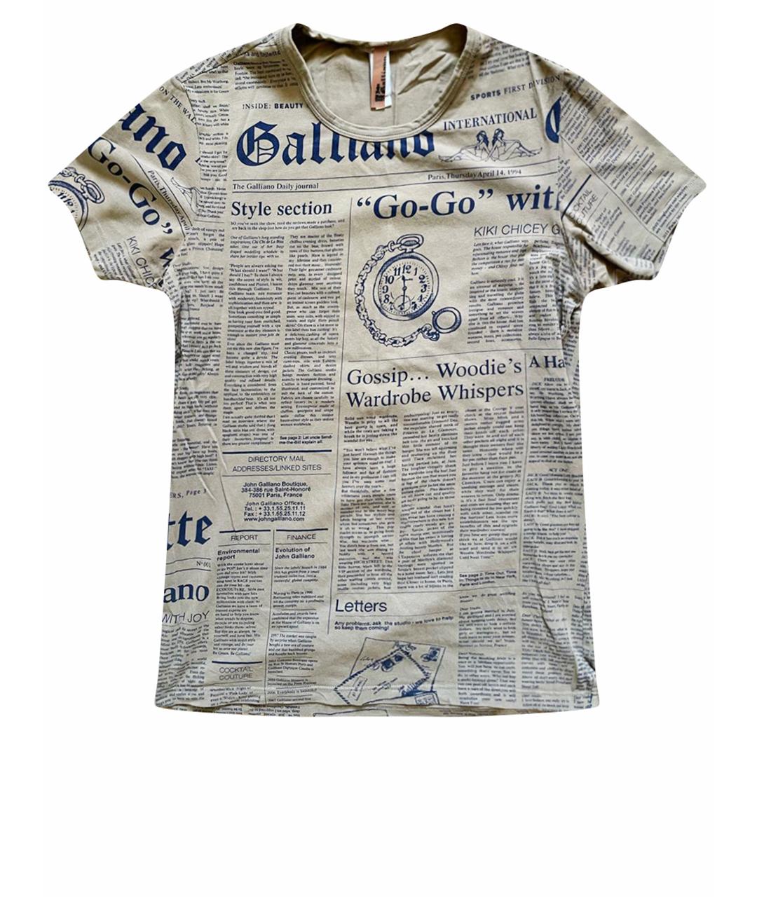 JOHN GALLIANO Коричневая хлопковая футболка, фото 1