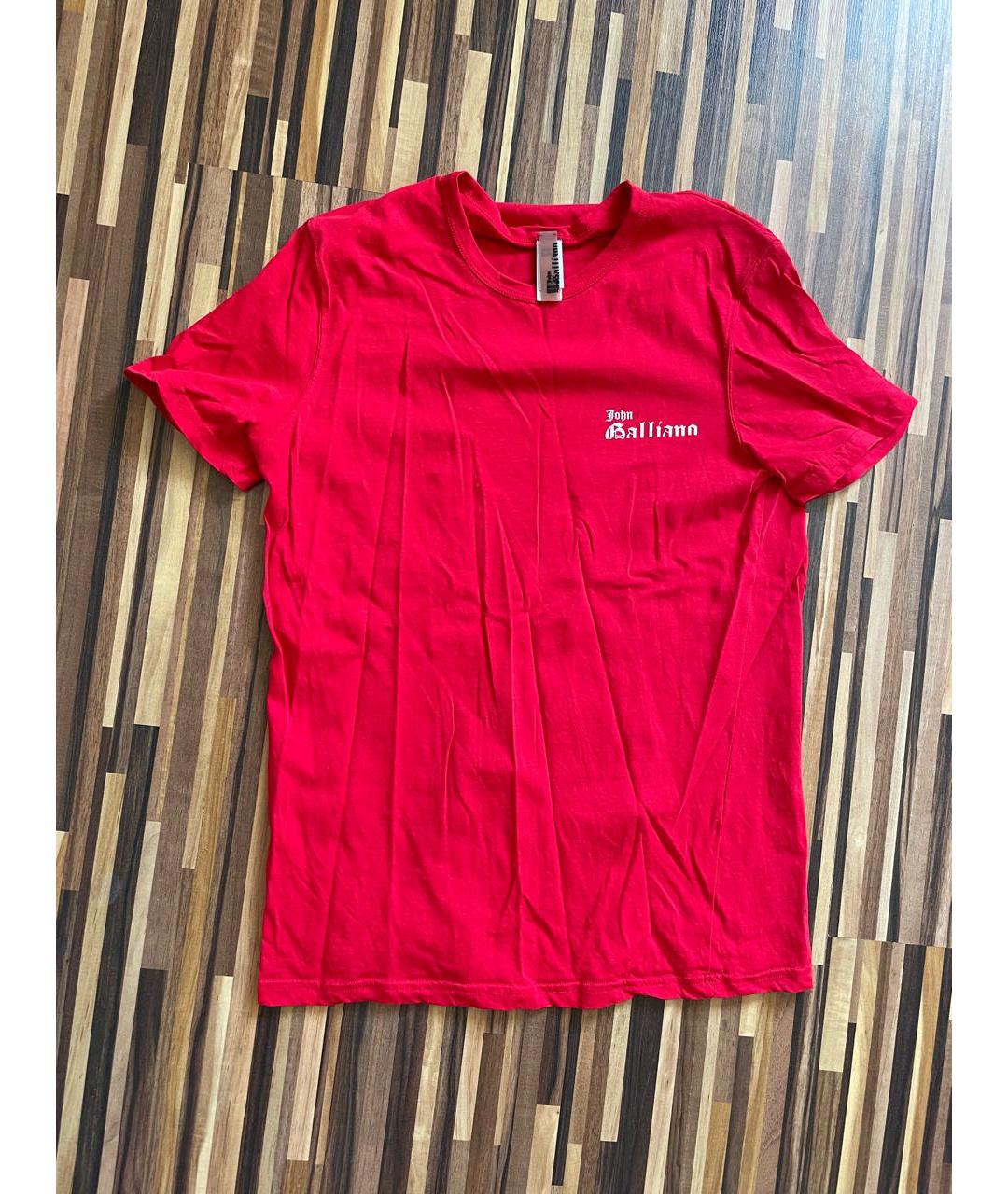 JOHN GALLIANO Красная хлопковая футболка, фото 3