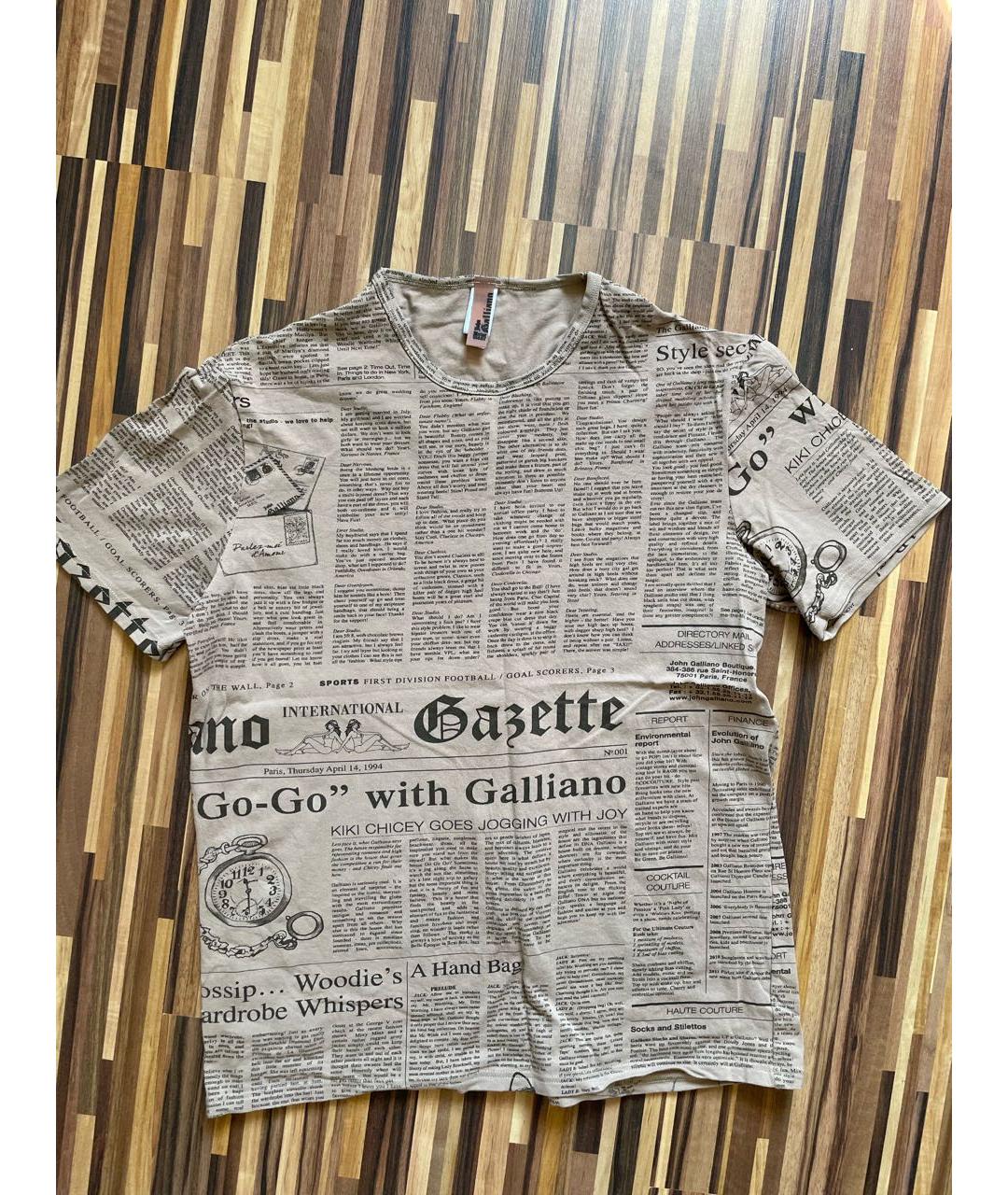 JOHN GALLIANO Коричневая хлопковая футболка, фото 3
