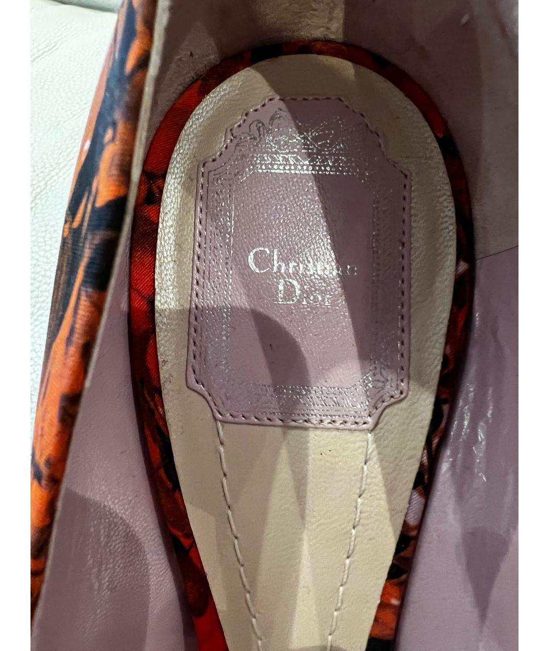 CHRISTIAN DIOR PRE-OWNED Оранжевое текстильные туфли, фото 5