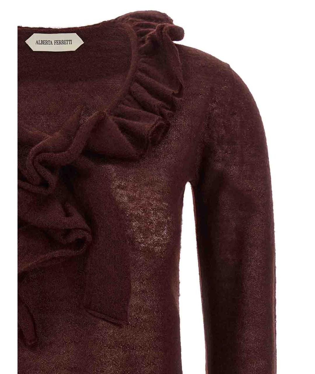 ALBERTA FERRETTI Бордовый шерстяной джемпер / свитер, фото 3