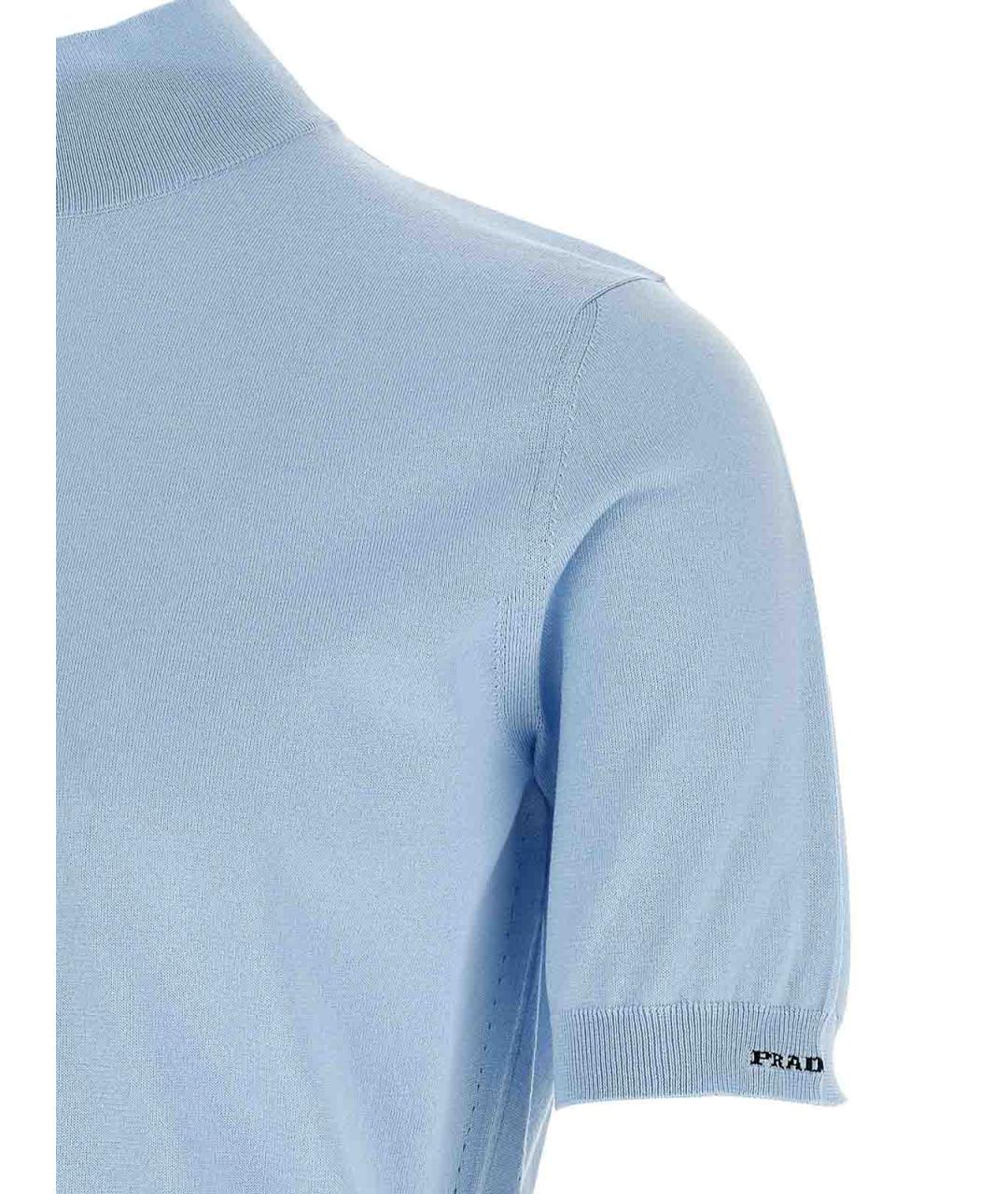 PRADA Голубой хлопковый джемпер / свитер, фото 4