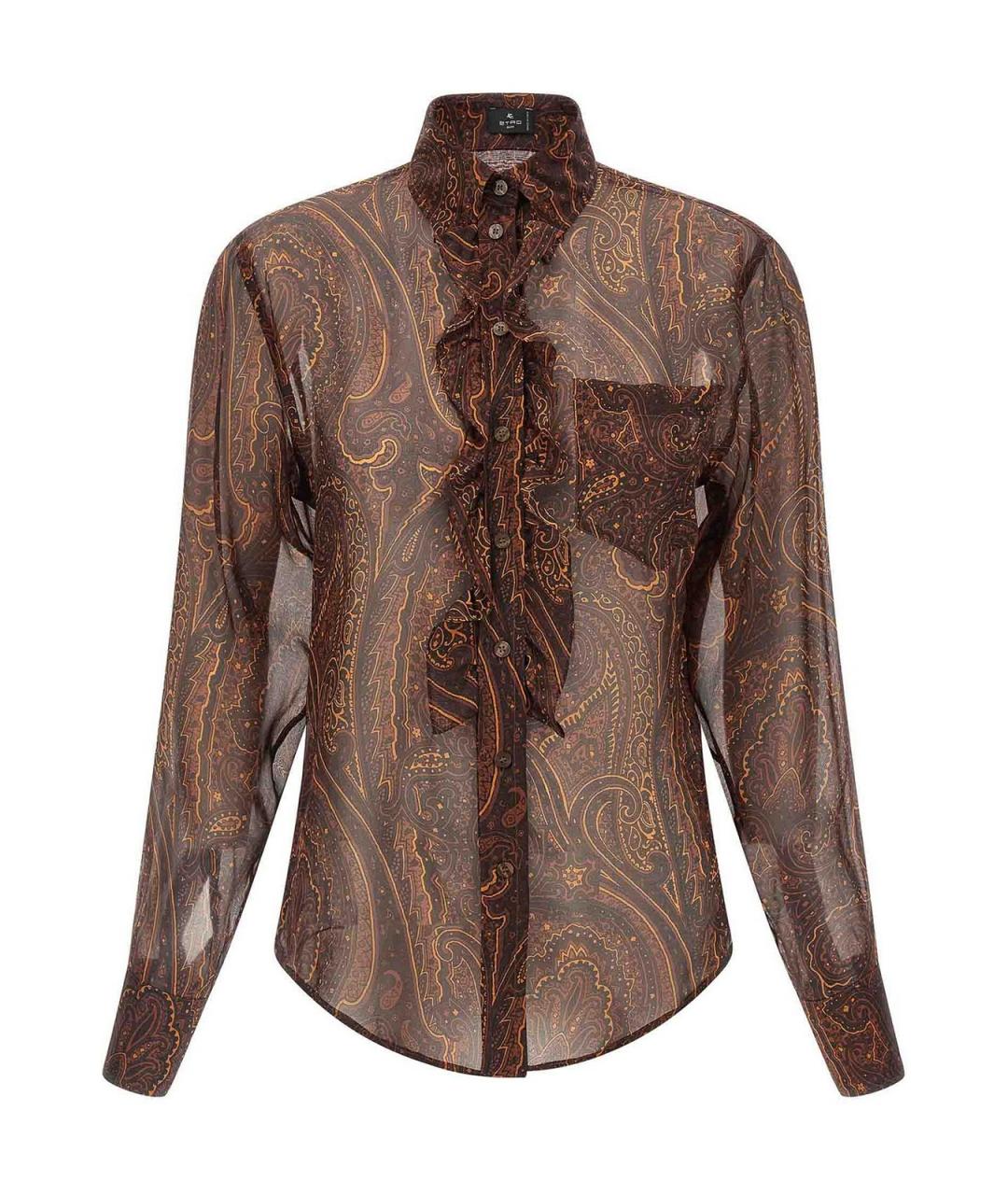 ETRO Коричневая шелковая рубашка, фото 1