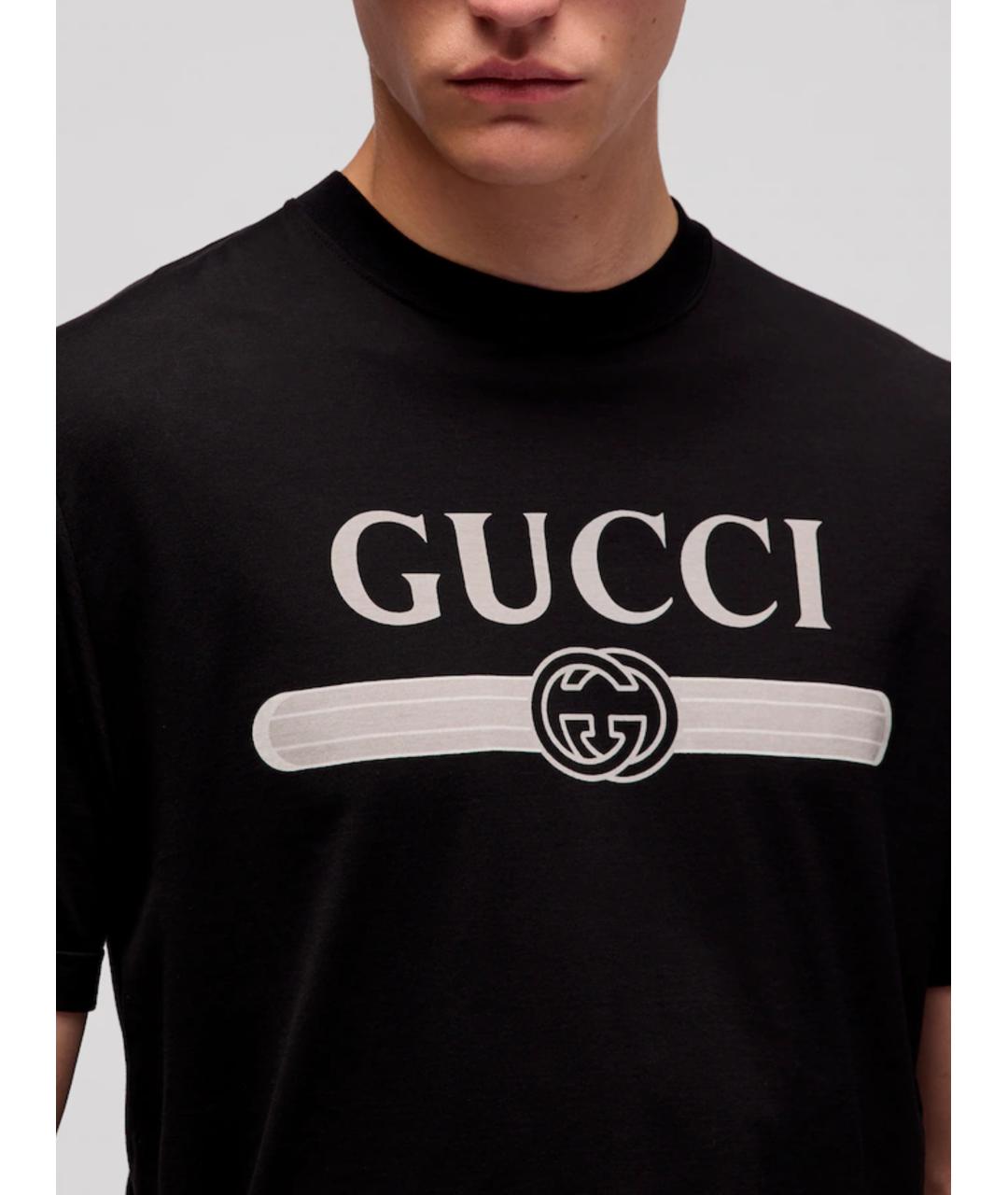 GUCCI Черная хлопковая футболка, фото 4