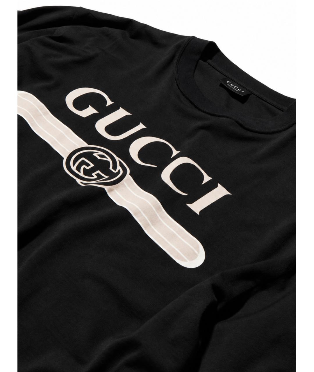 GUCCI Черная хлопковая футболка, фото 5
