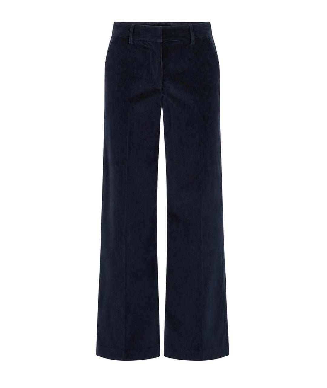 WEEKEND MAX MARA Темно-синие хлопковые прямые брюки, фото 1
