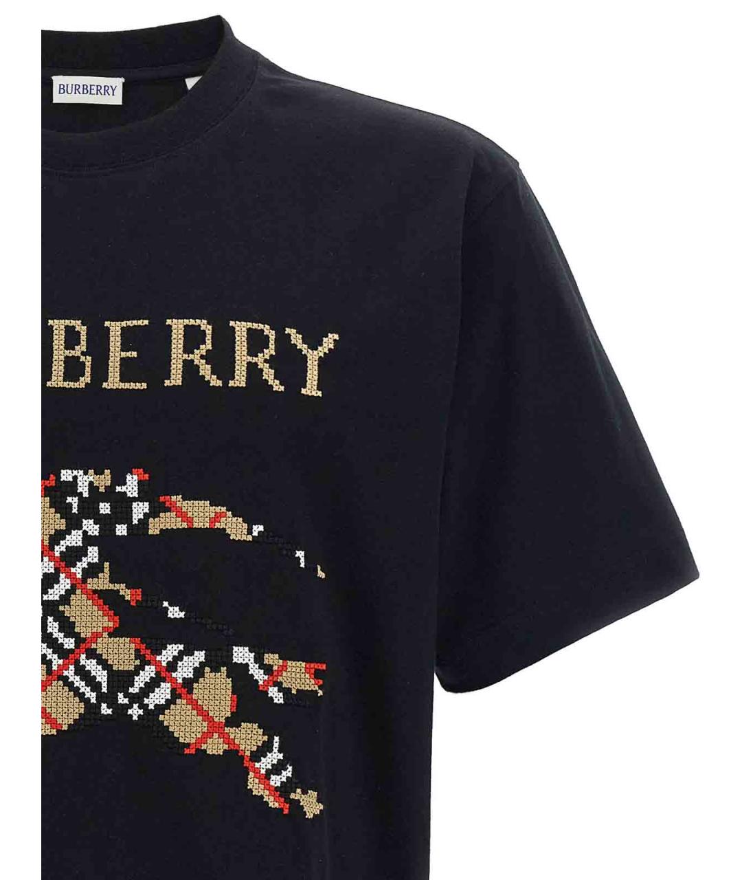 BURBERRY Черная хлопковая футболка, фото 3