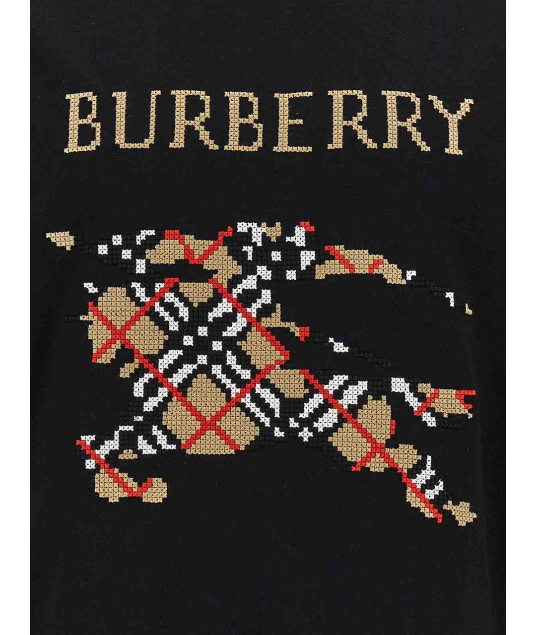 BURBERRY Черная хлопковая футболка, фото 4