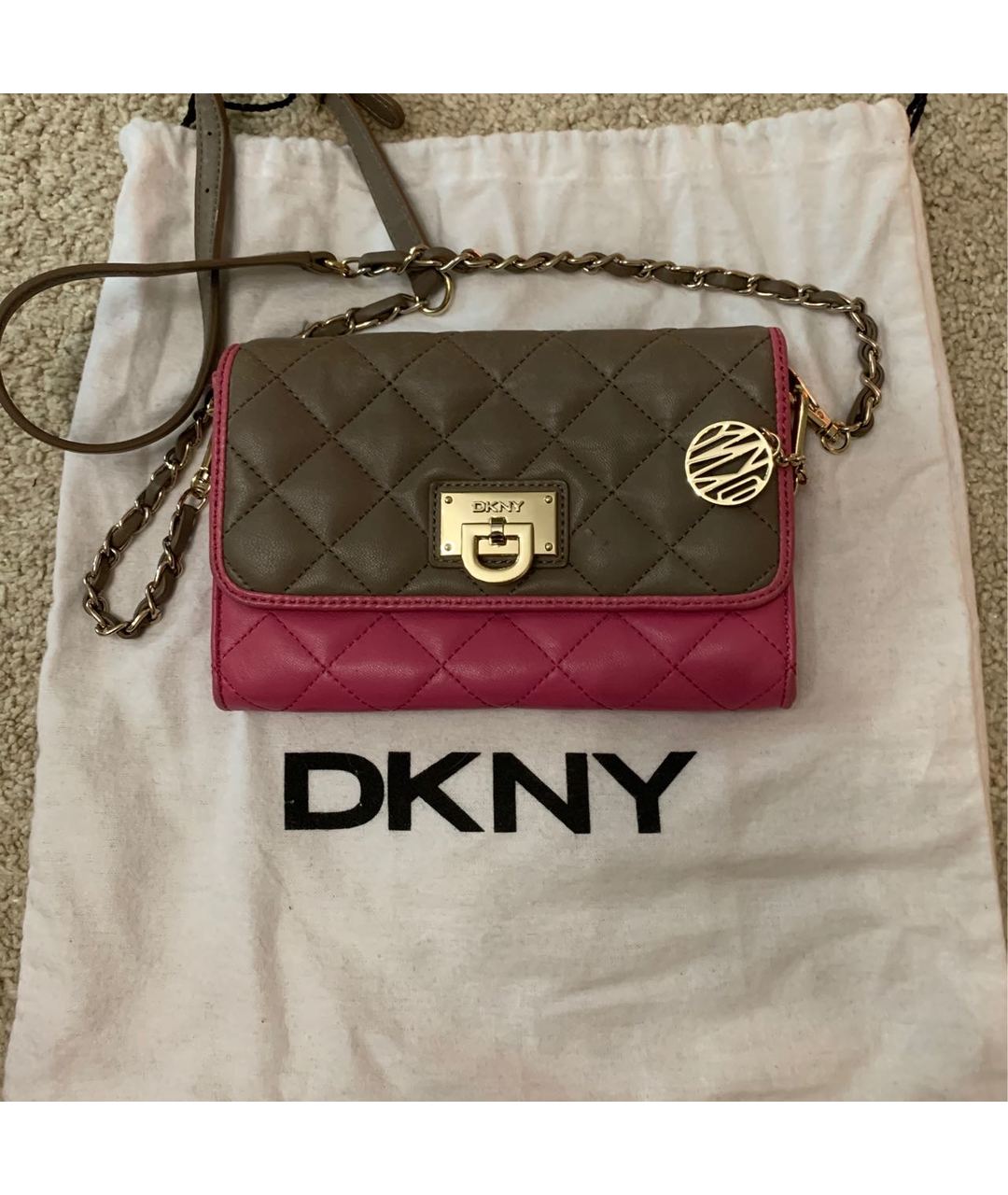 DKNY Розовая кожаная сумка тоут, фото 5