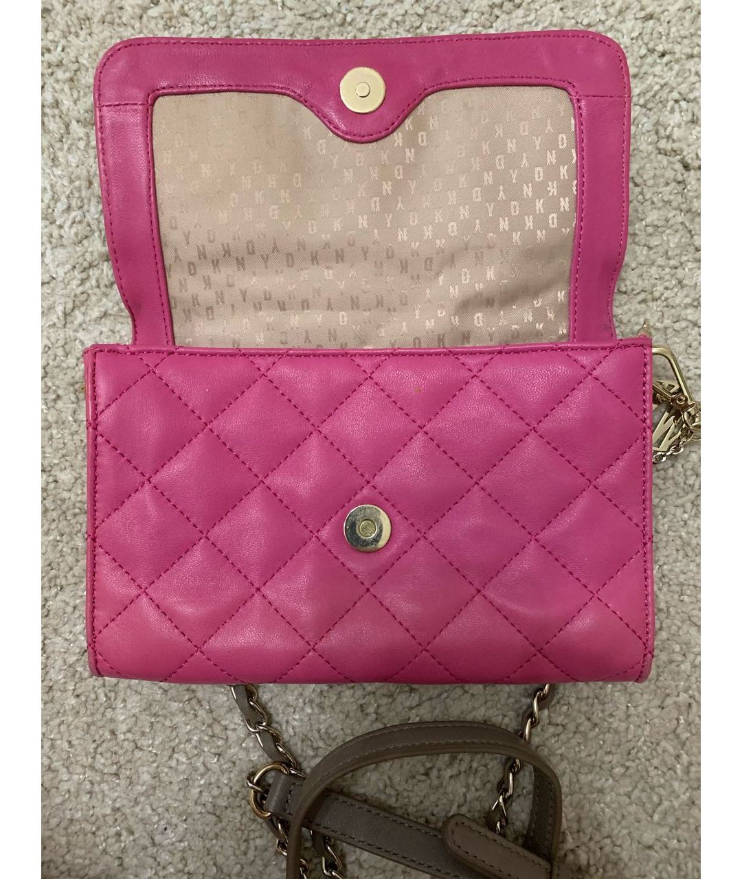 DKNY Розовая кожаная сумка тоут, фото 6