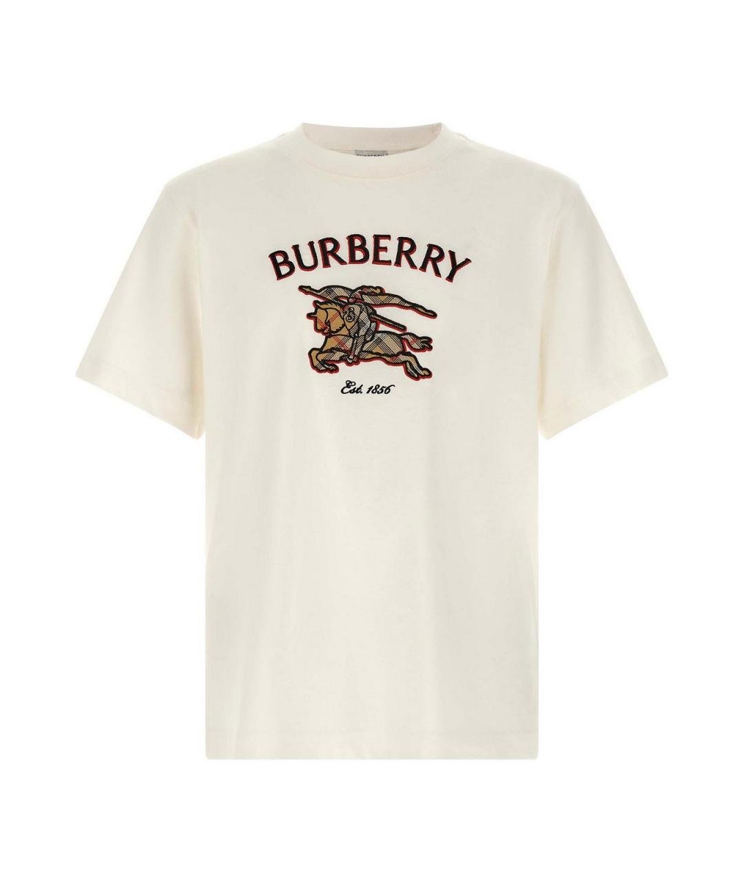 BURBERRY Белая хлопковая футболка, фото 1