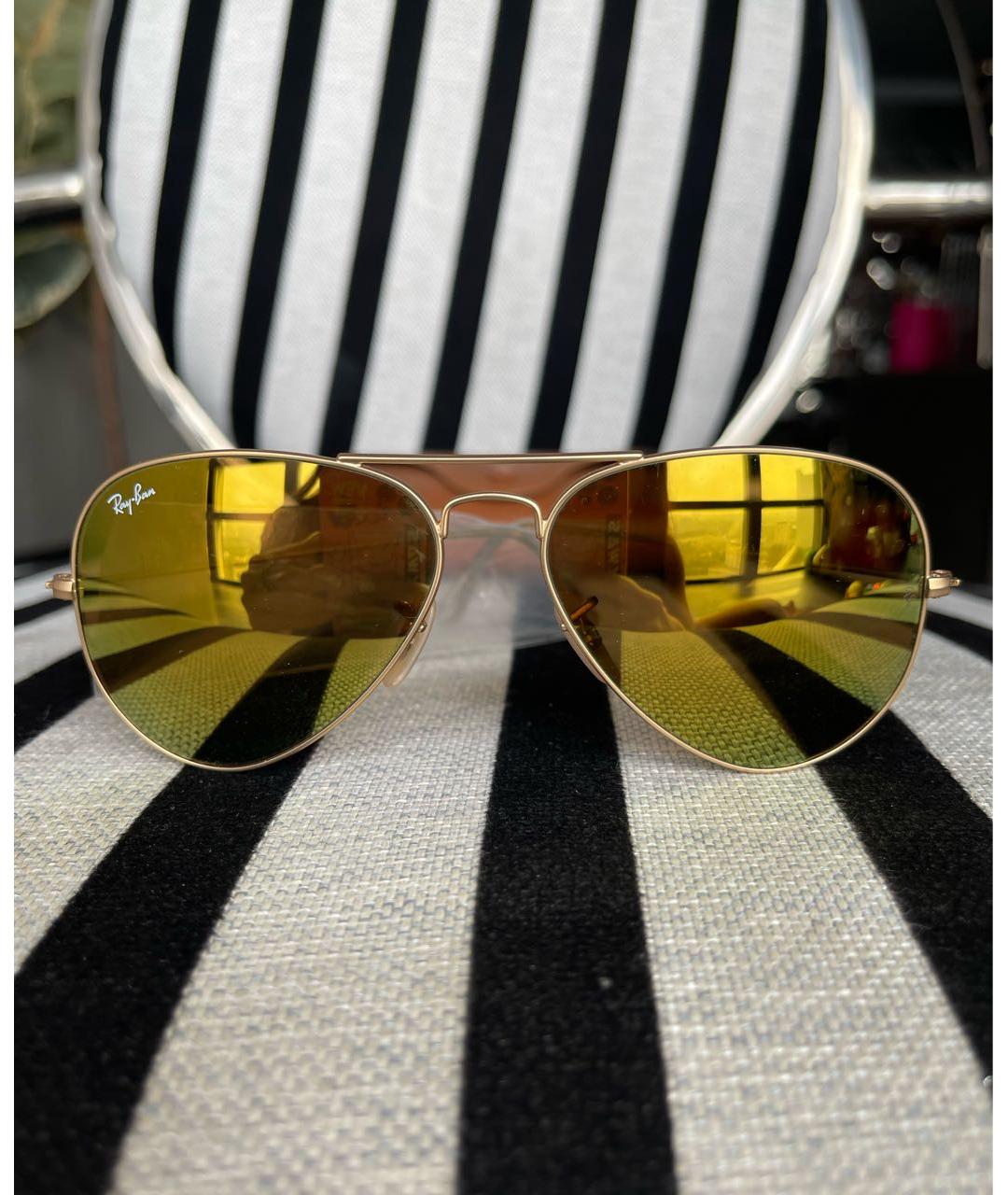 RAY BAN Желтые металлические солнцезащитные очки, фото 9