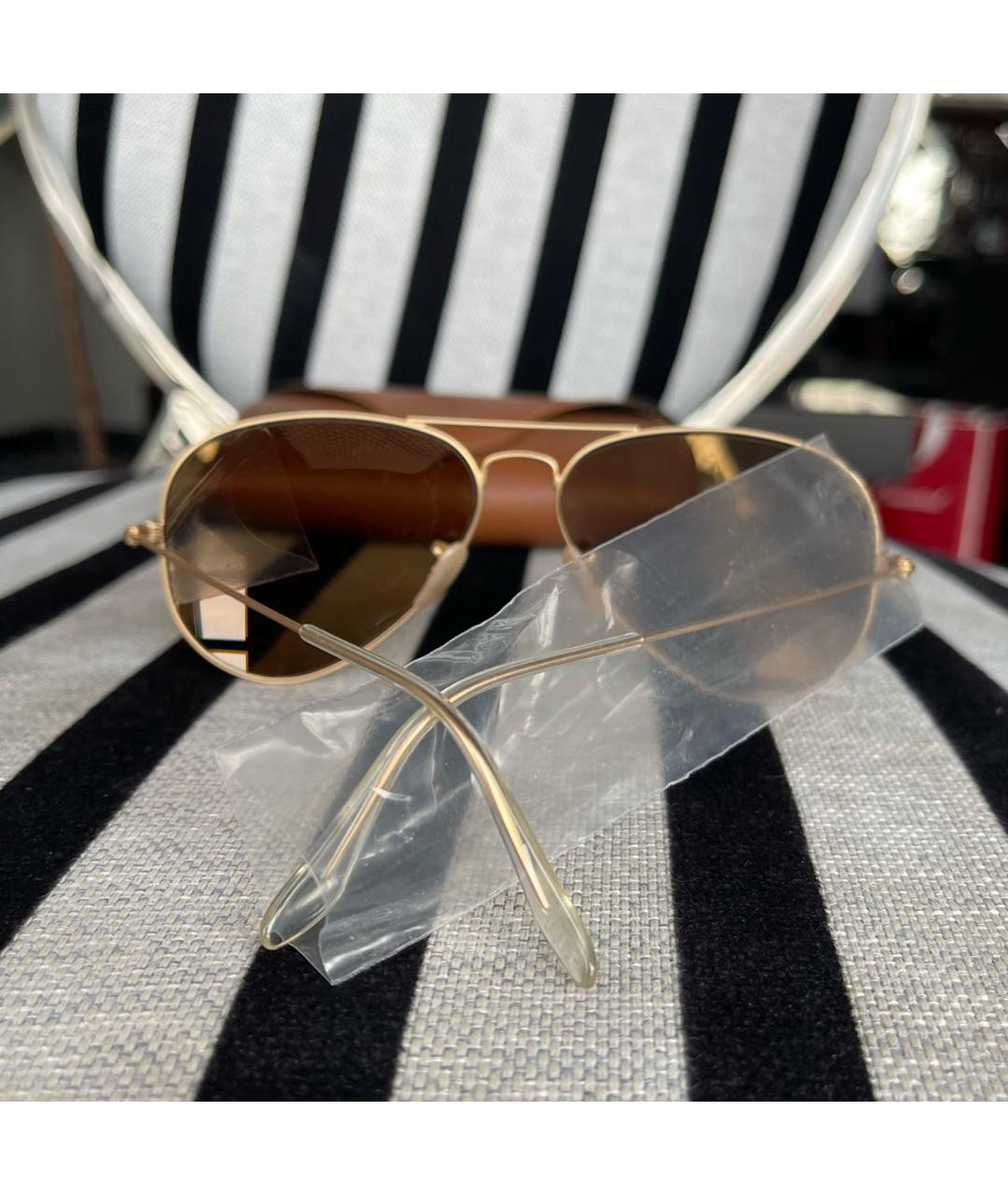RAY BAN Желтые металлические солнцезащитные очки, фото 6