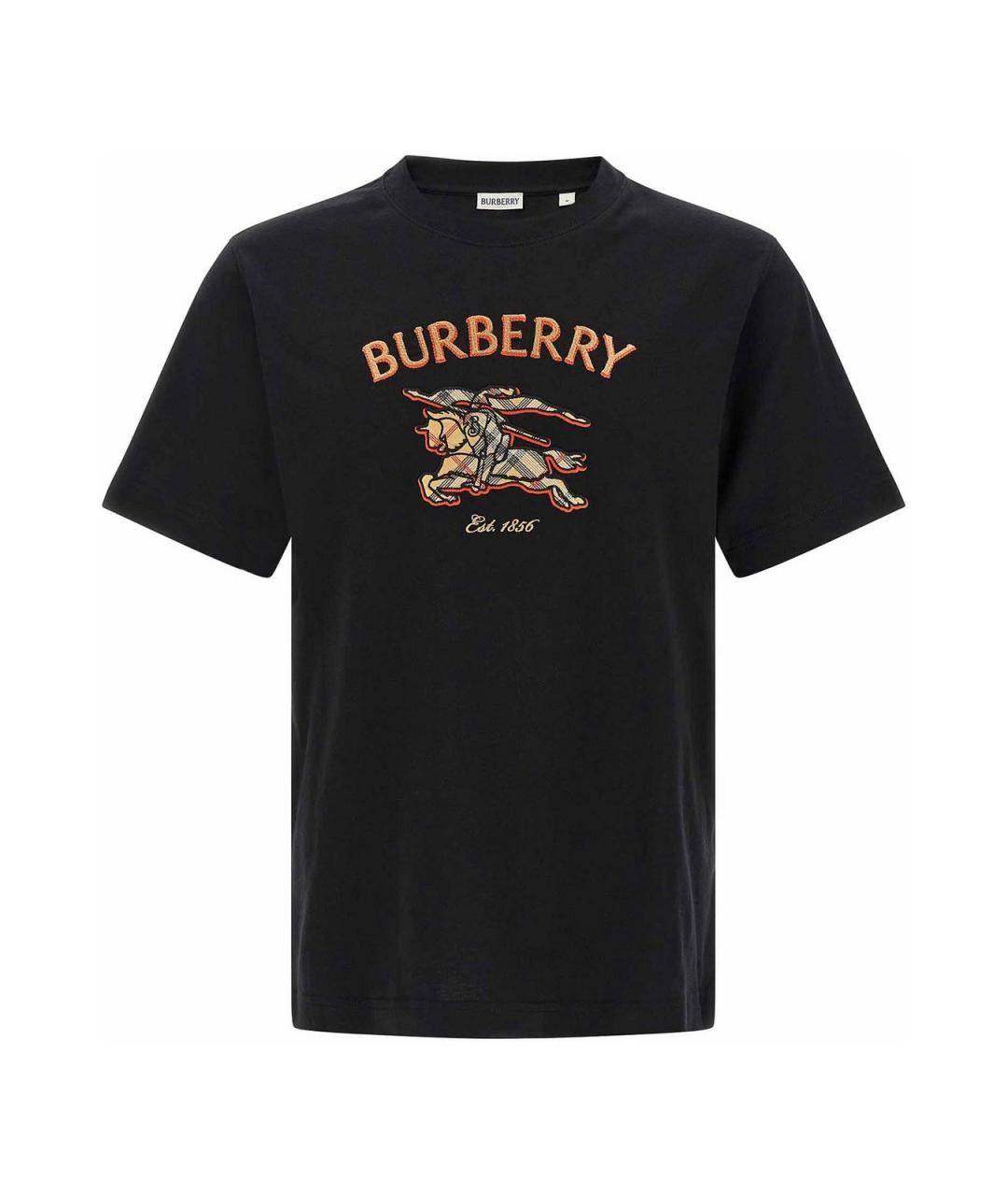 BURBERRY Черная хлопковая футболка, фото 1