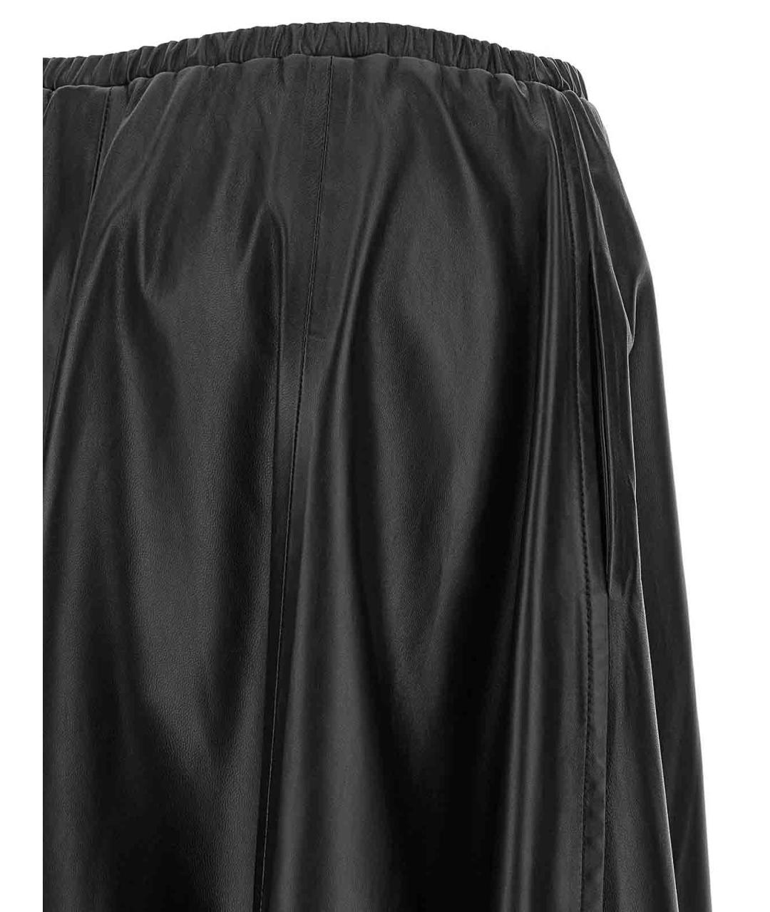 ALBERTA FERRETTI Черная кожаная юбка миди, фото 4