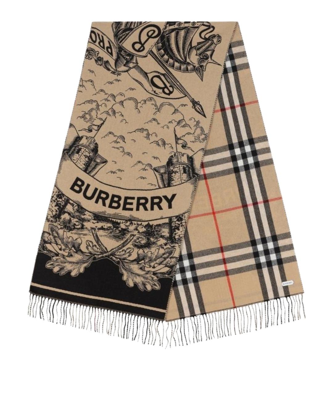 BURBERRY Бежевый кашемировый шарф, фото 1