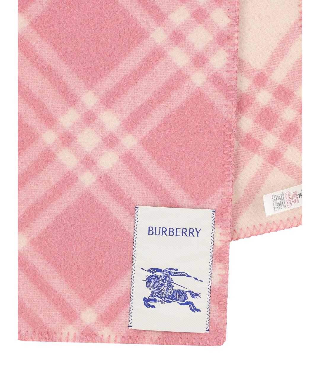 BURBERRY Розовый шерстяной шарф, фото 2