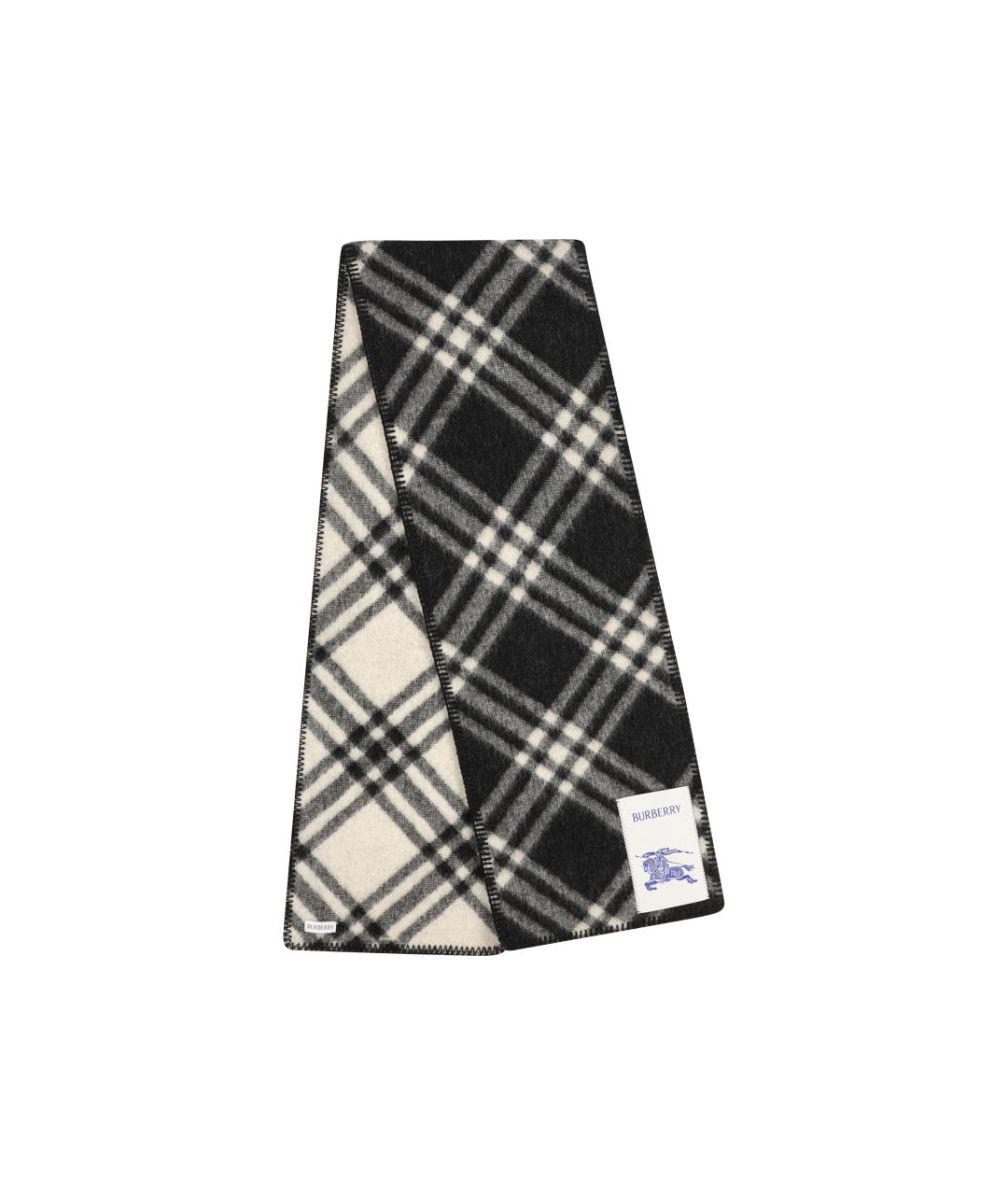 BURBERRY Черный шерстяной шарф, фото 3