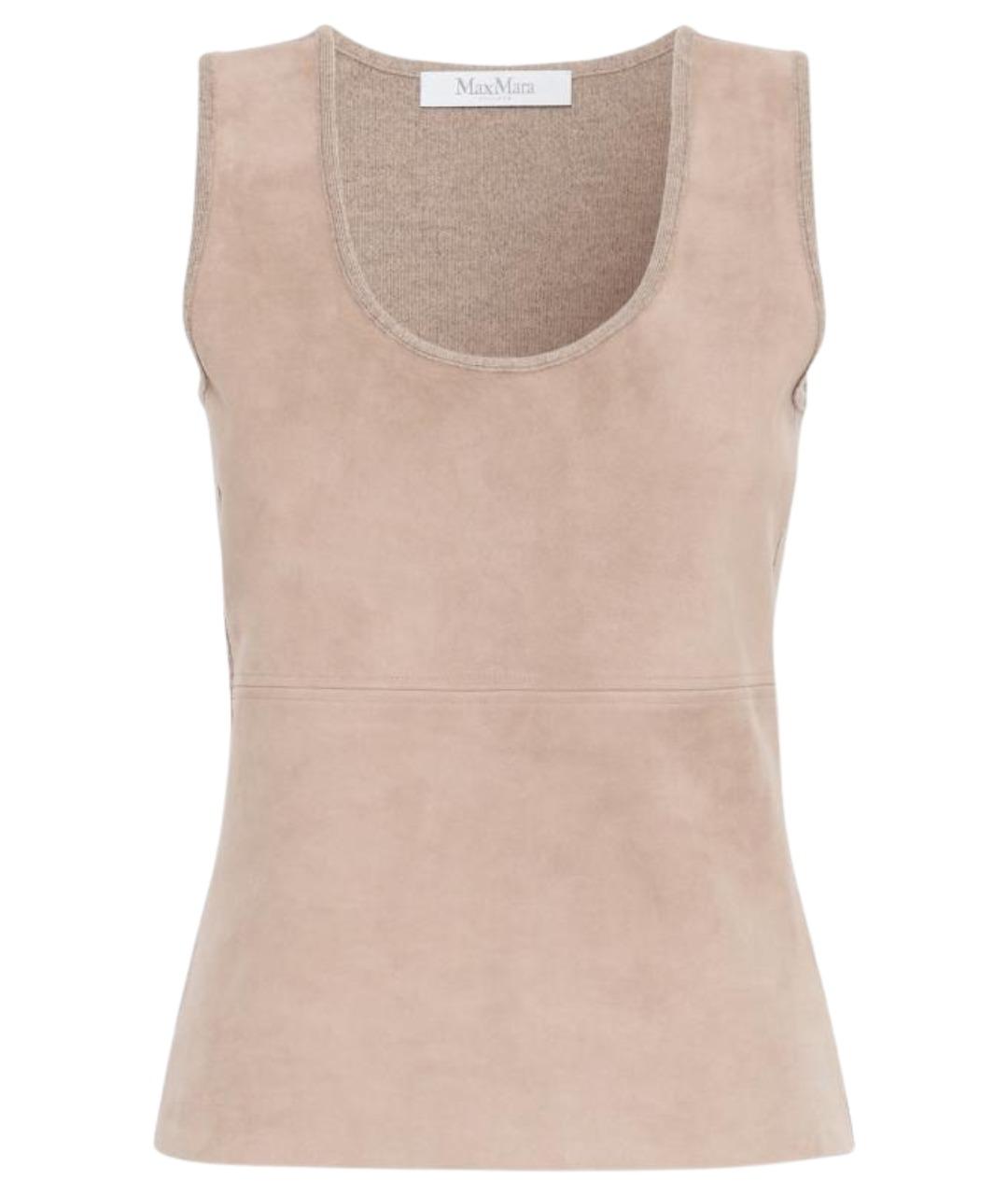 MAX MARA Бежевая замшевая майка, фото 1