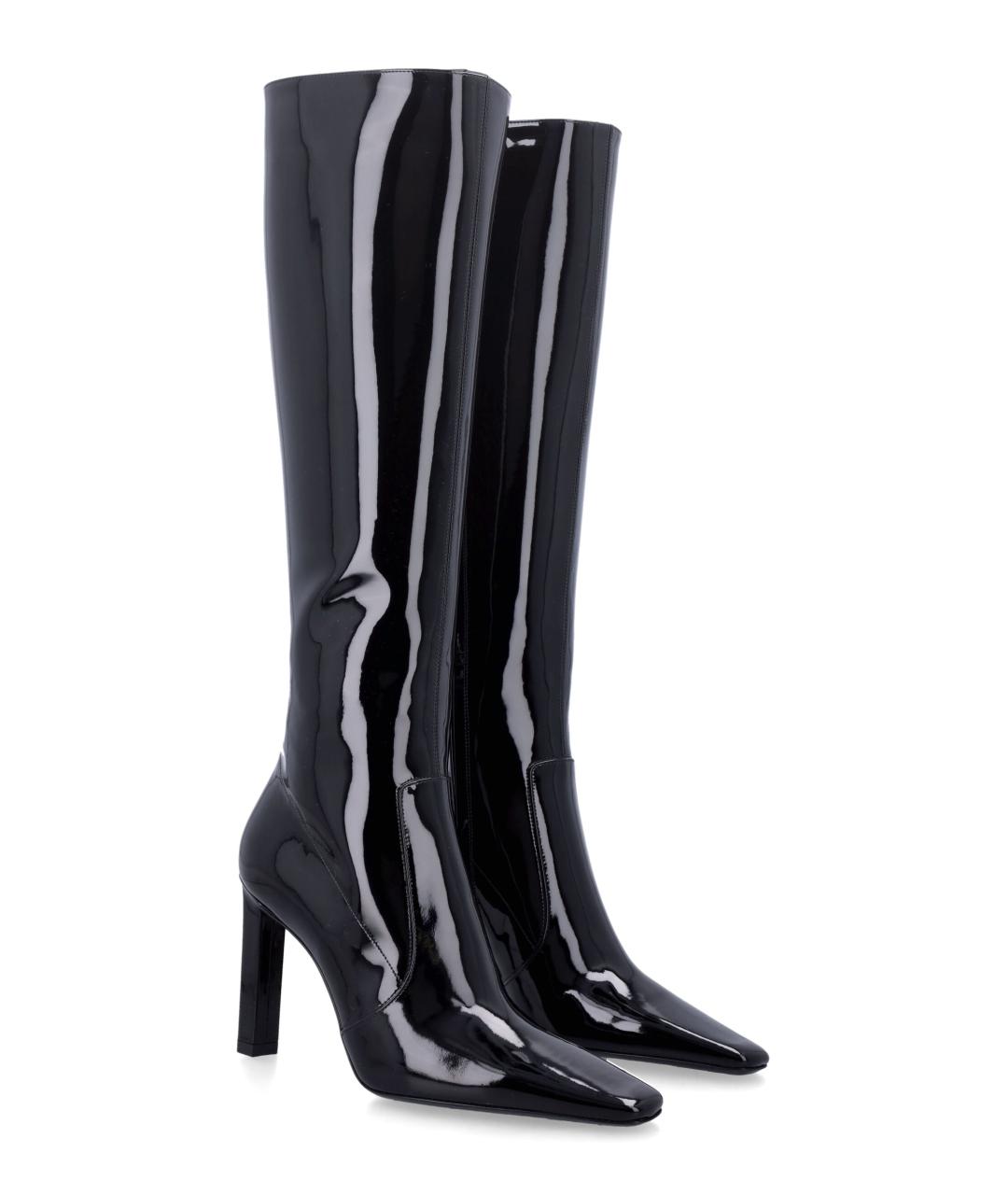 SAINT LAURENT Черные кожаные сапоги, фото 2