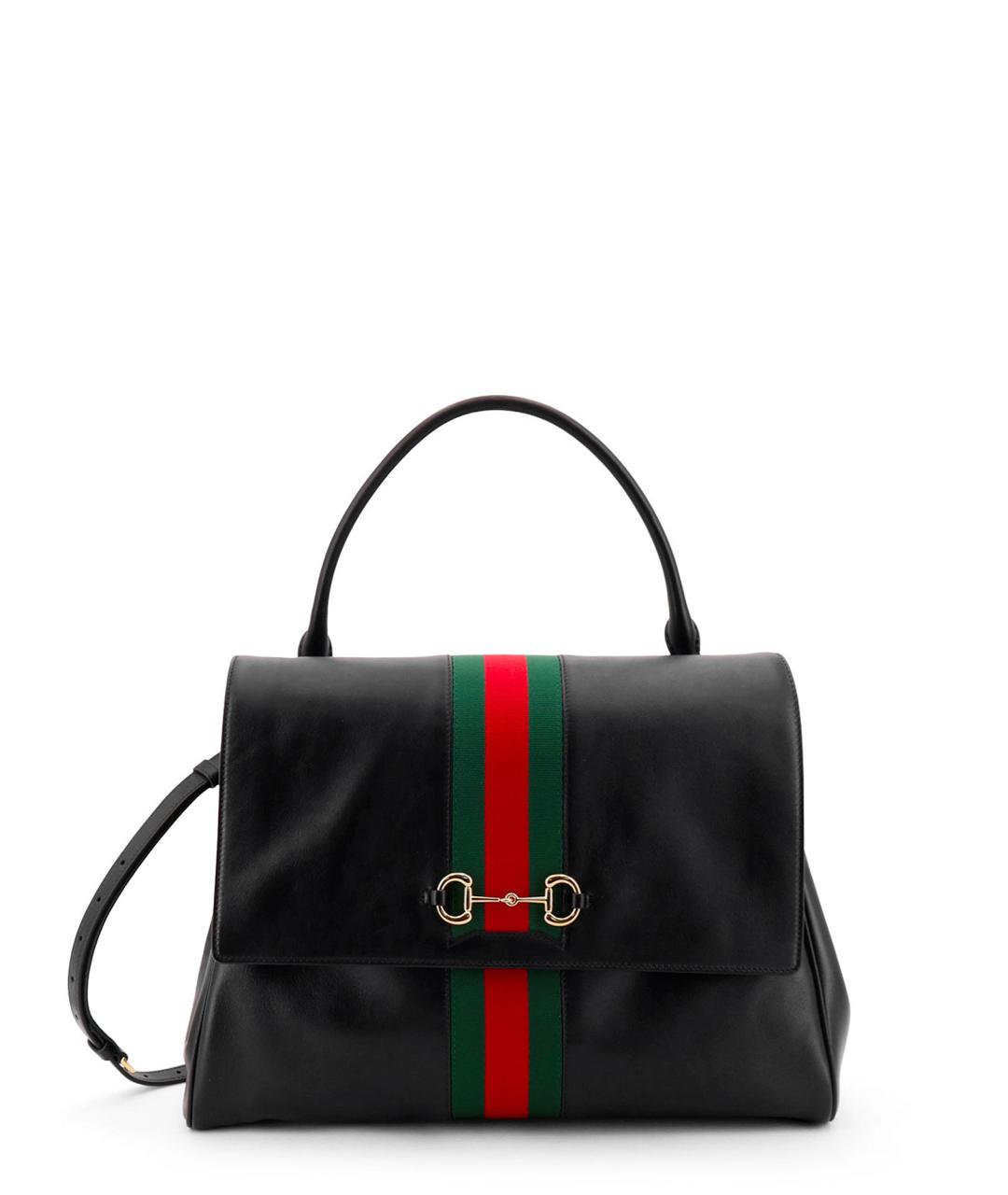 GUCCI Черная кожаная сумка тоут, фото 5