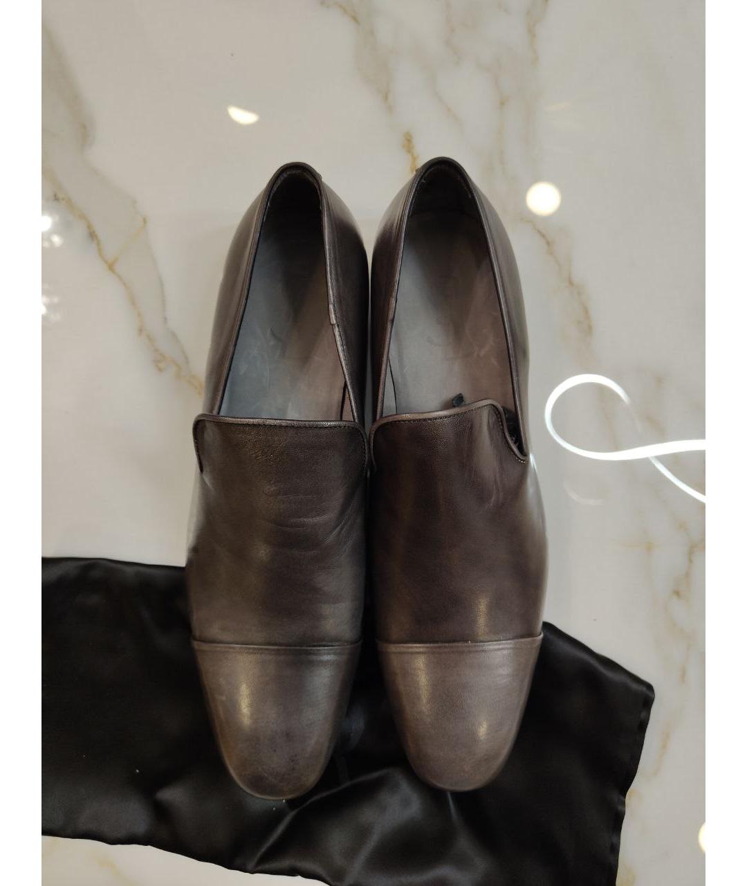 SAINT LAURENT Коричневые кожаные мокасины, фото 3