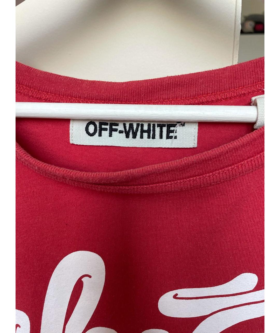 OFF-WHITE Красная хлопковая футболка, фото 4