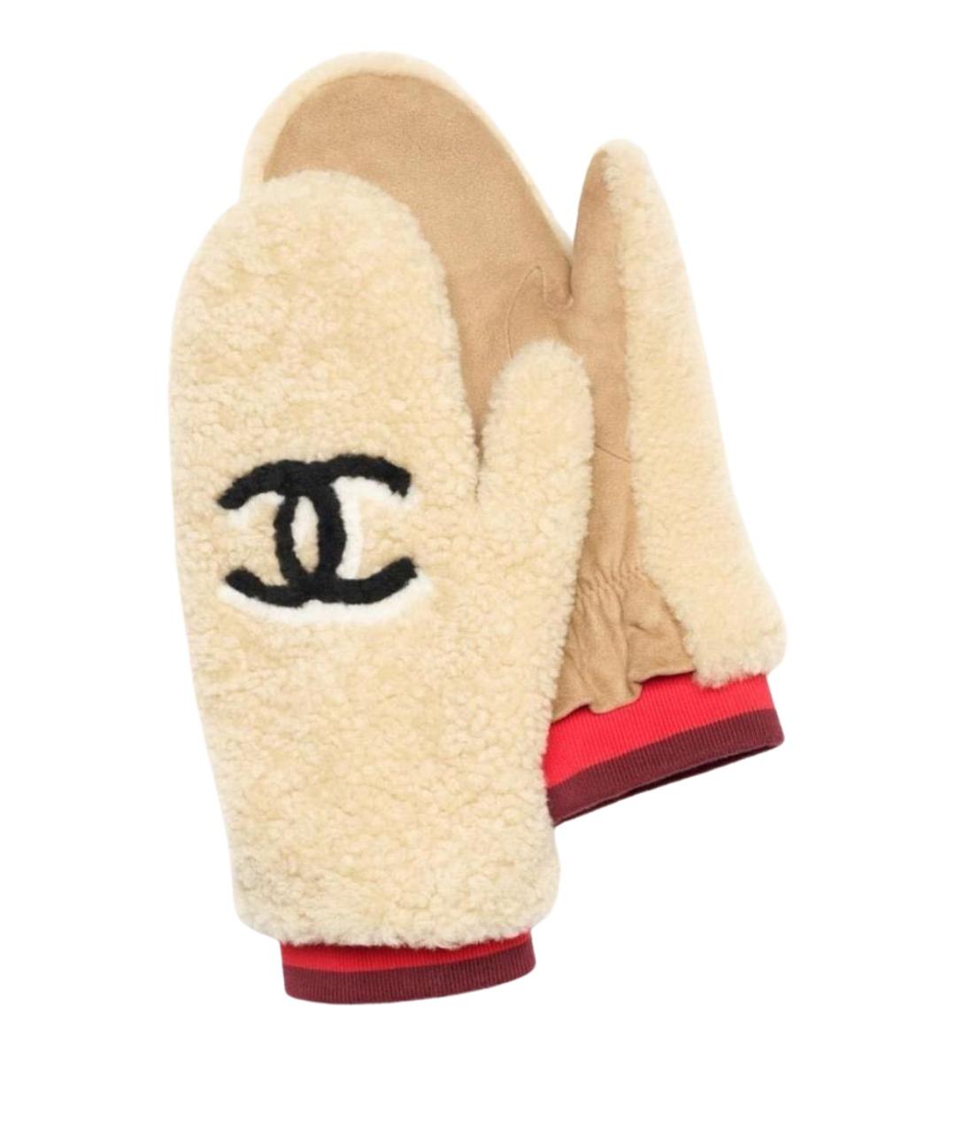 CHANEL Бежевые варежки, фото 1