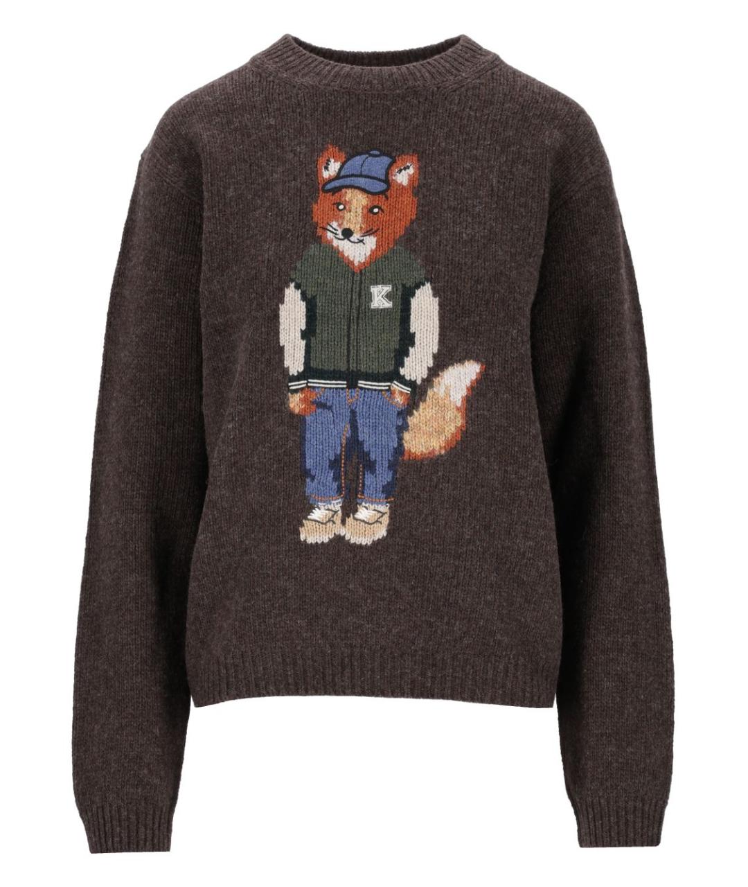MAISON KITSUNE Коричневый шерстяной джемпер / свитер, фото 1