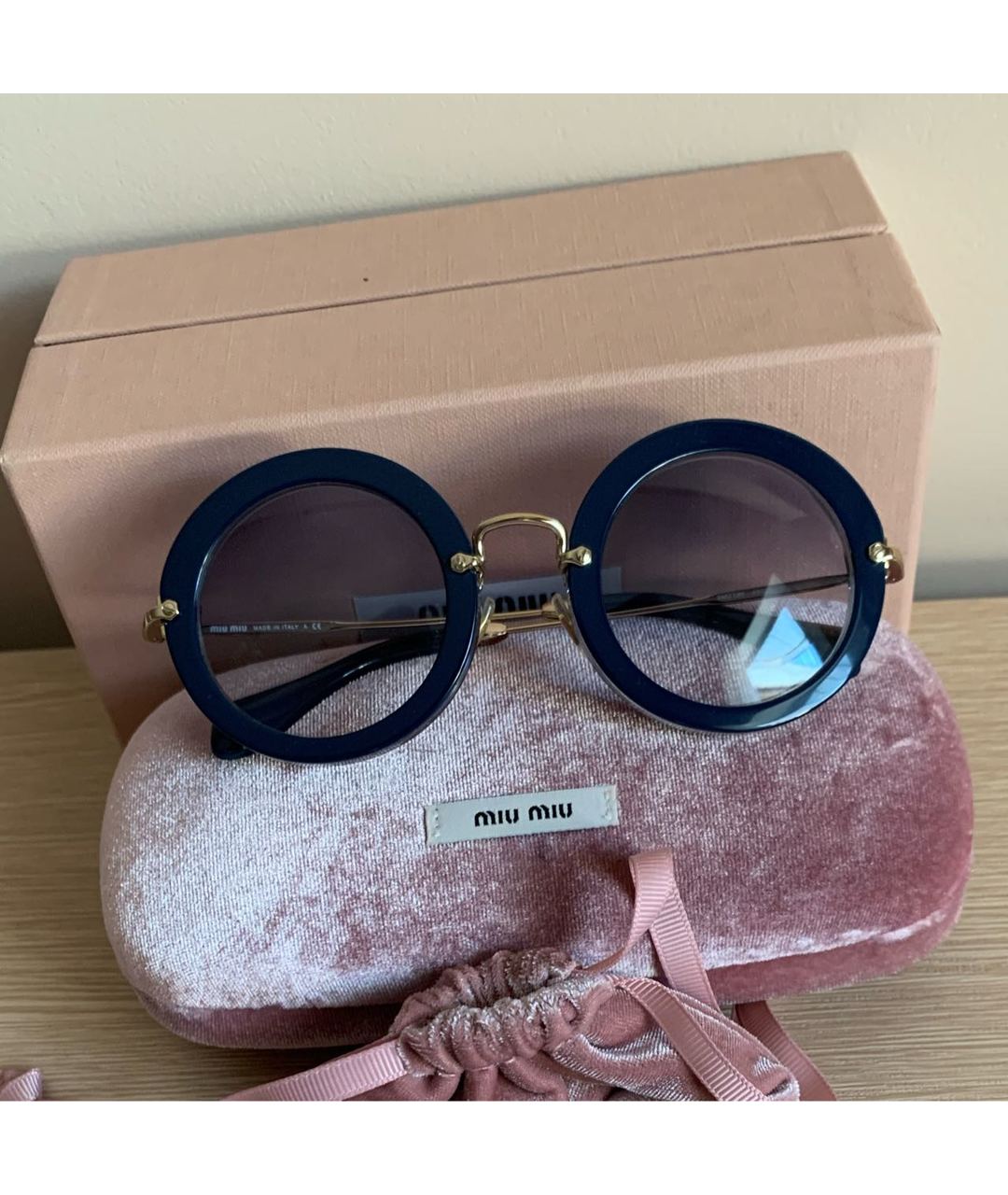 MIU MIU Синие пластиковые солнцезащитные очки, фото 5