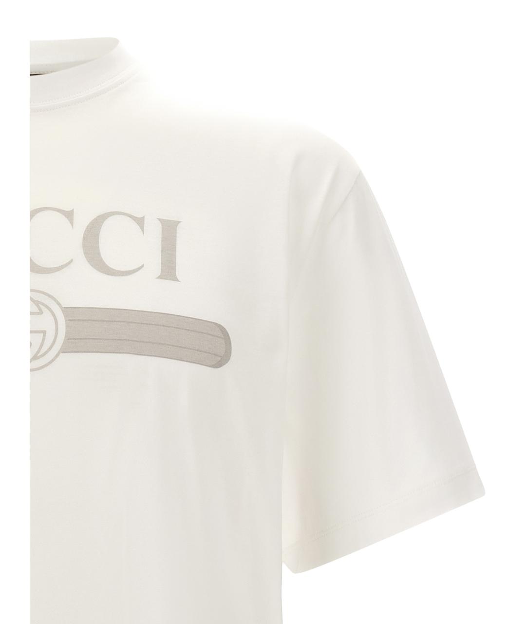 GUCCI Белая хлопковая футболка, фото 3