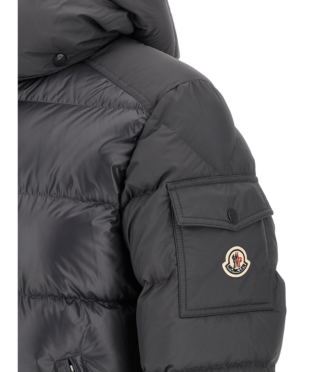MONCLER Серый полиамидовый пуховик, фото 5