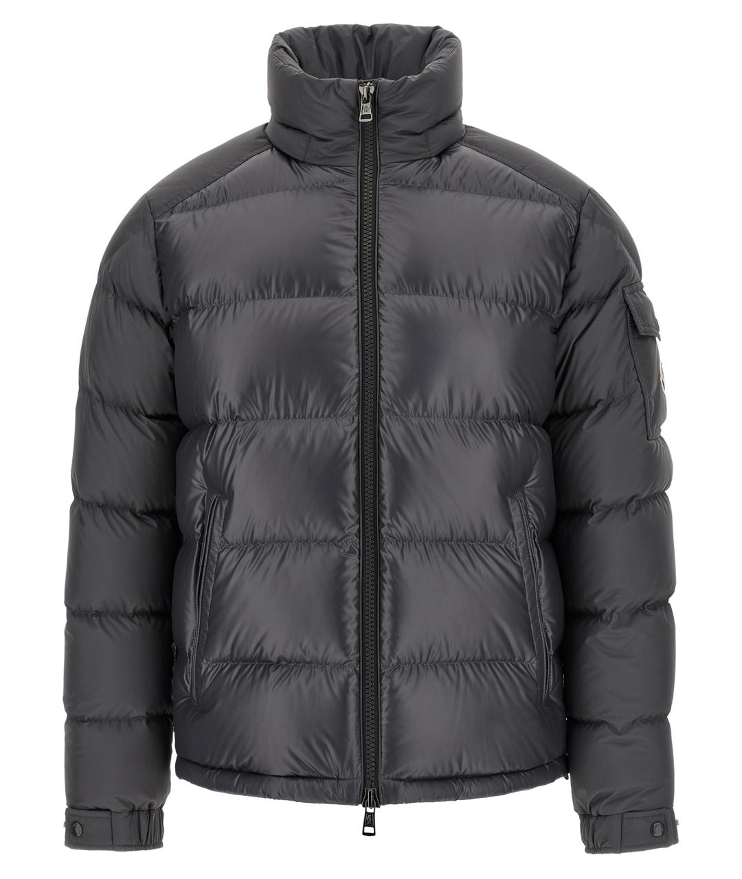 MONCLER Серый полиамидовый пуховик, фото 2