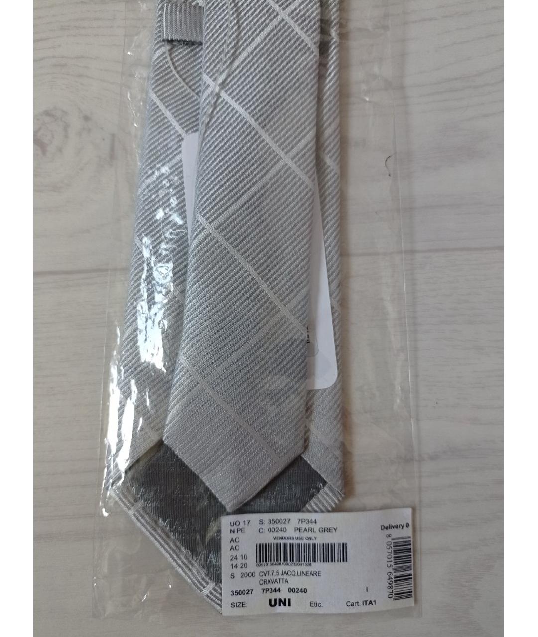 ARMANI COLLEZIONI Серый шелковый галстук, фото 4