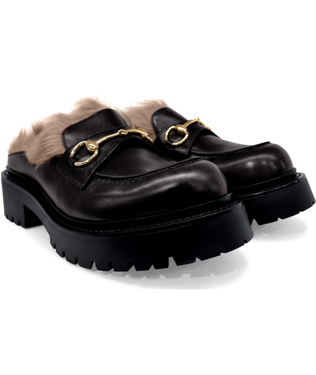 GUCCI Черные кожаные мюли, фото 3
