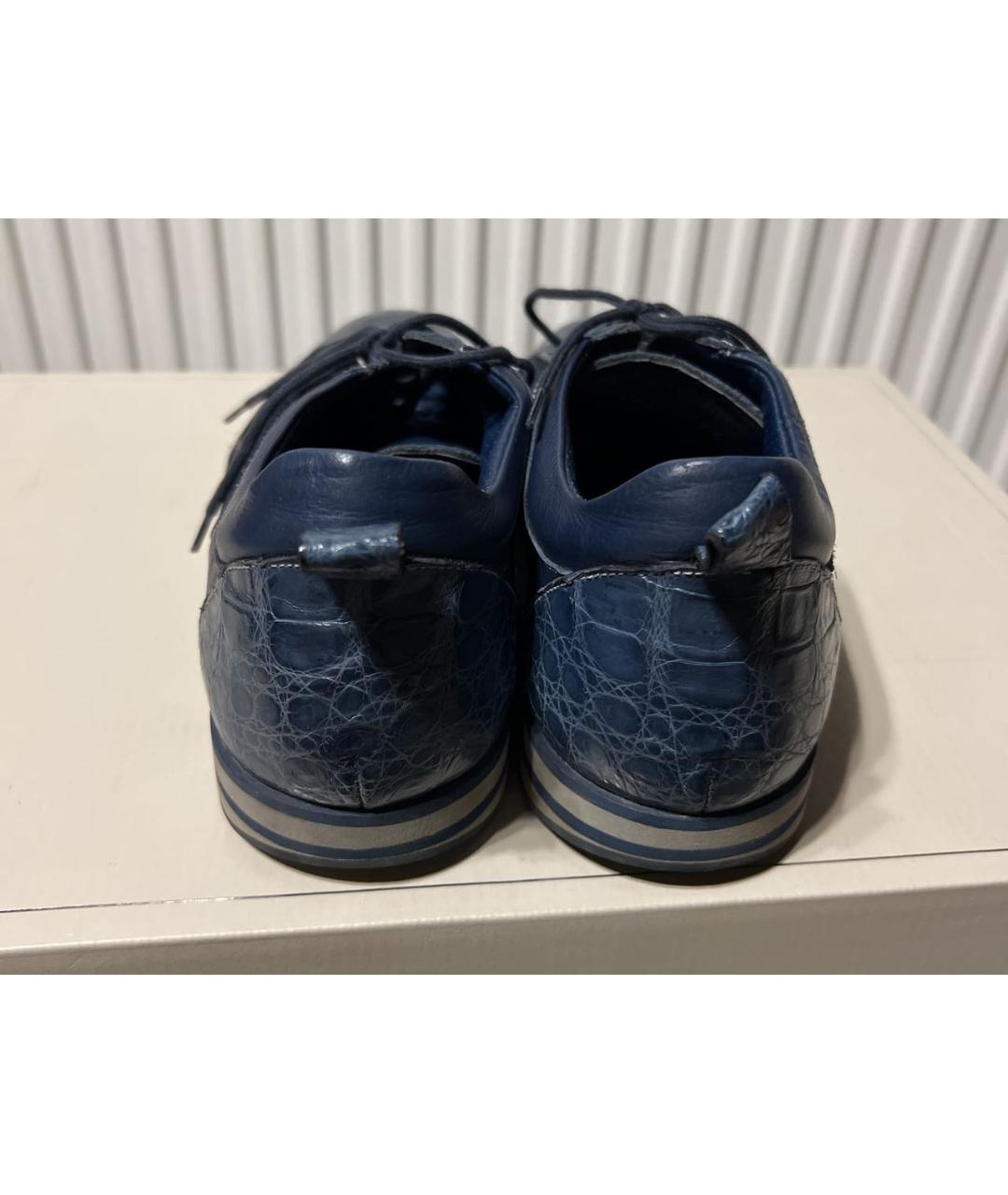 ZILLI Синие кожаные низкие кроссовки / кеды, фото 4
