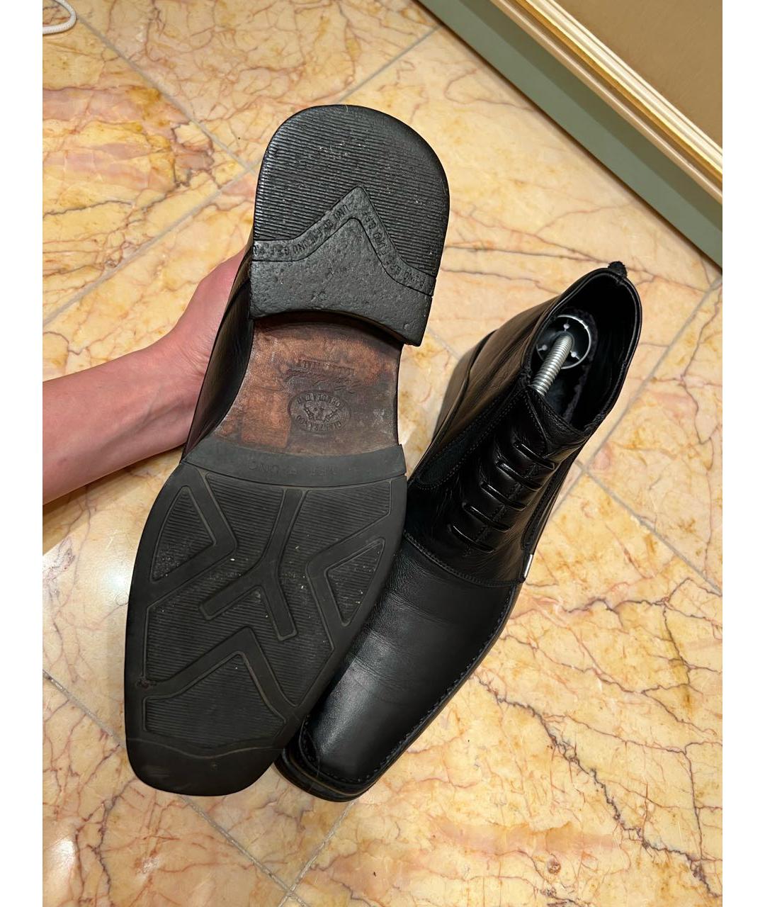 GIANFRANCO FERRE VINTAGE Черные кожаные высокие ботинки, фото 4
