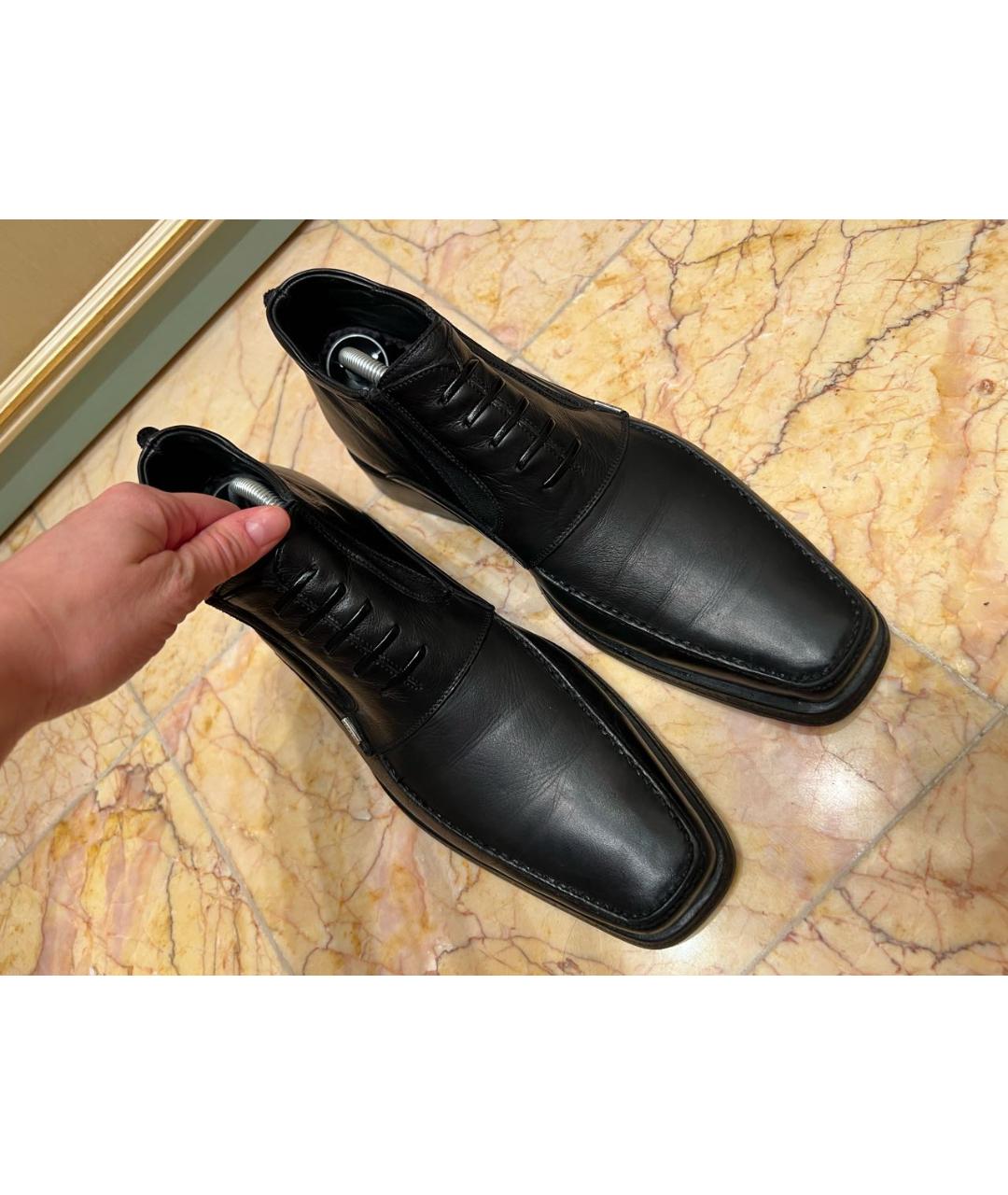 GIANFRANCO FERRE VINTAGE Черные кожаные высокие ботинки, фото 5